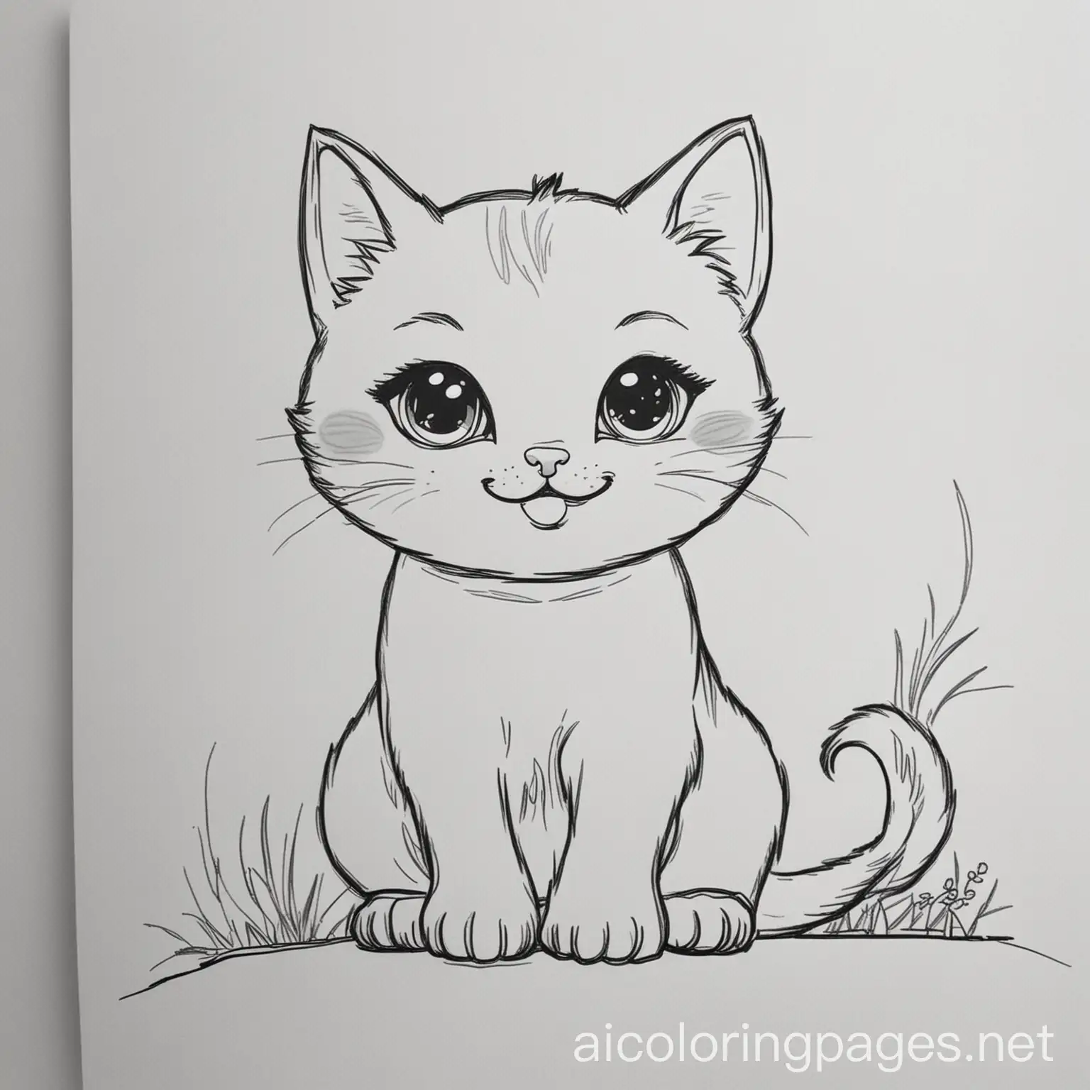 Simple-Baby-Cat-Coloring-Page-with-Ample-White-Space