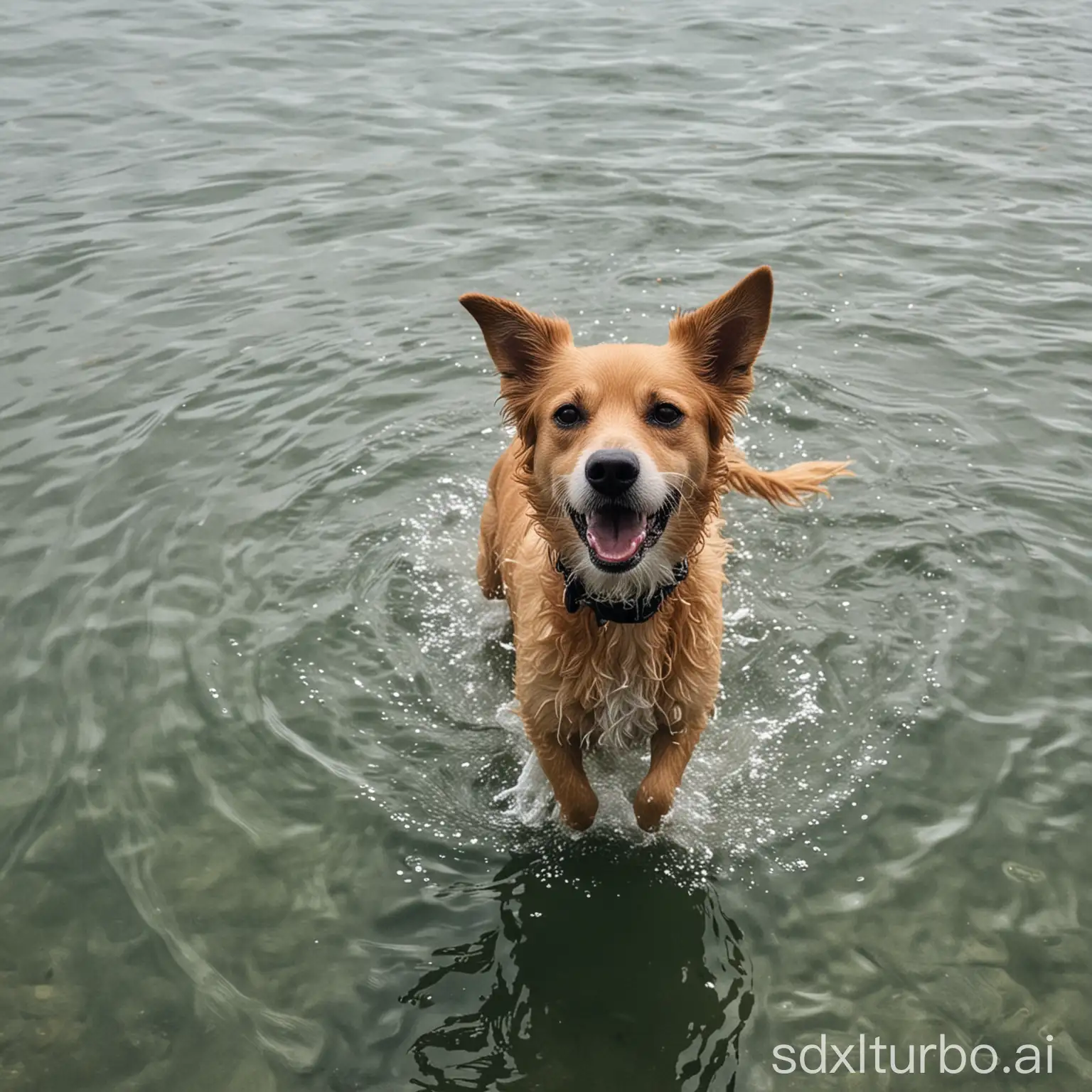 a dog in the sea