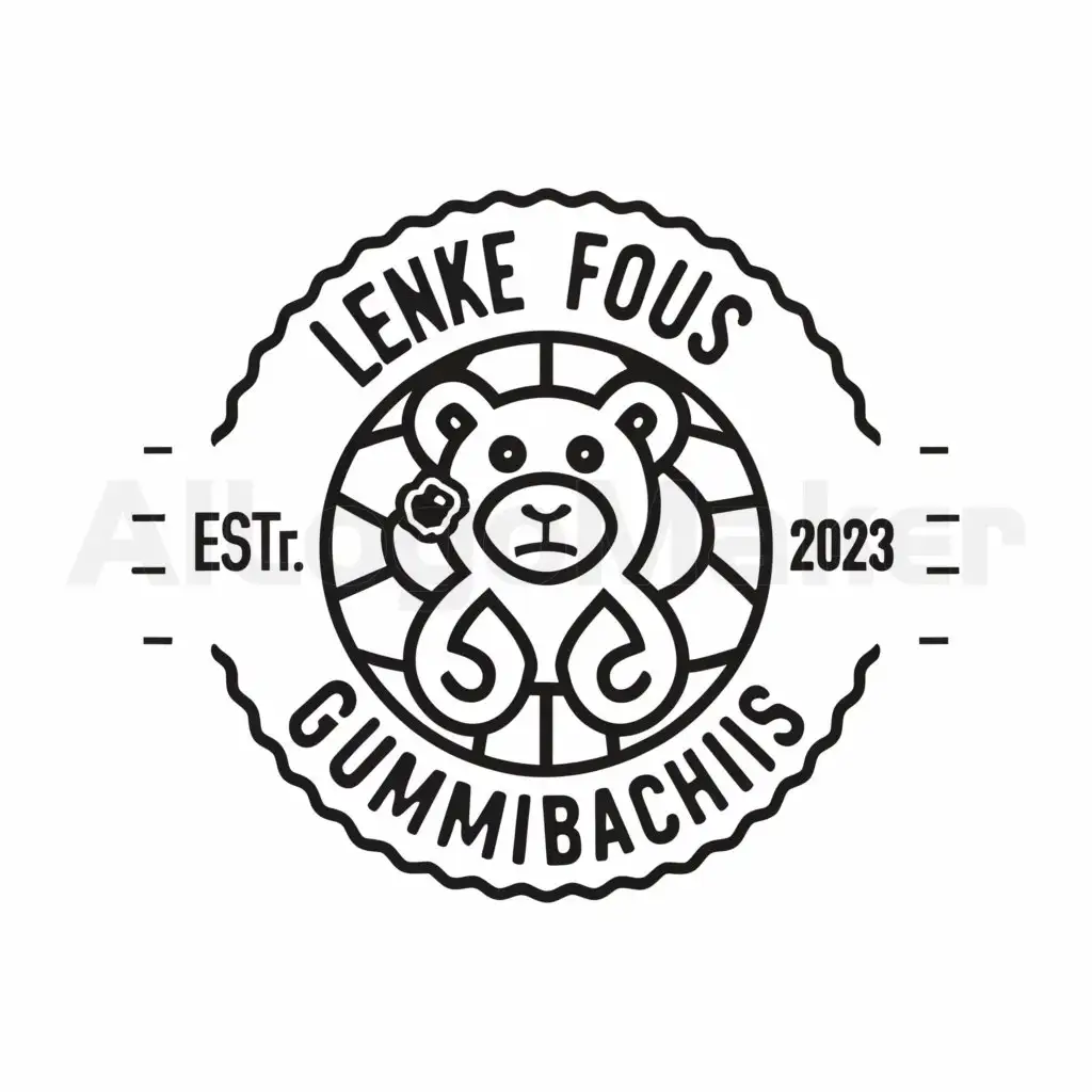 a logo design,with the text "LENKE FOUSS GUMMIBÄRCHIS", main symbol:gummy bears, soccer ball, crest,Minimalistic,be used in Sports Fitness industry,clear background