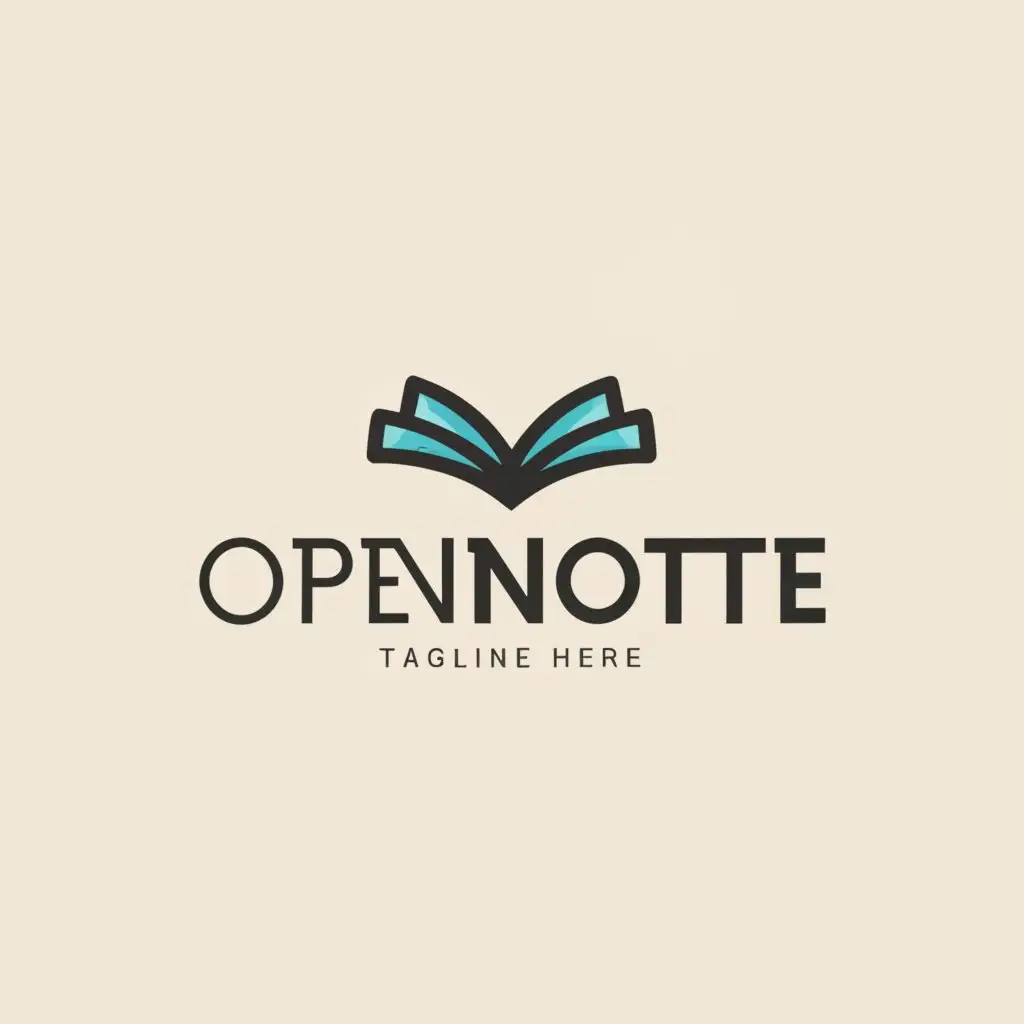 a logo design,with the text "Open Note", main symbol:book,Minimalistic,be used in Education industry,clear background