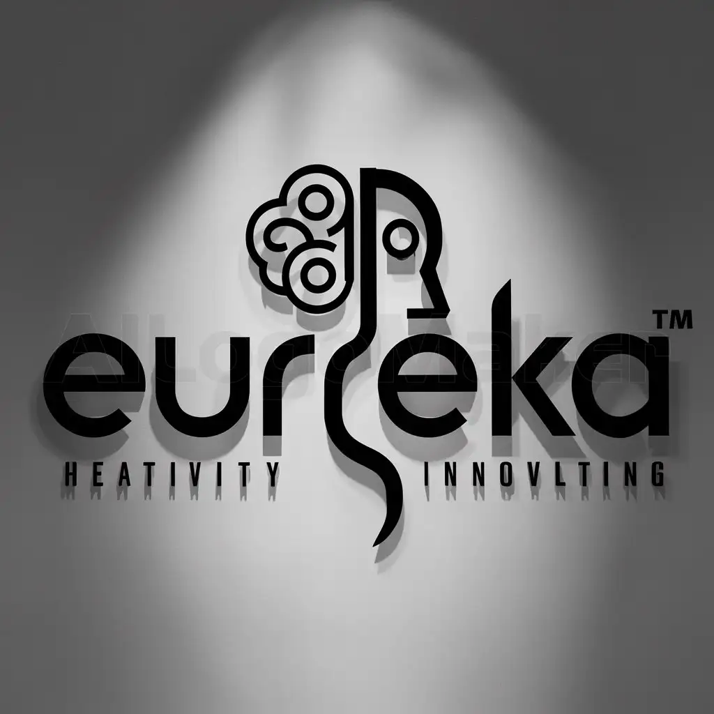 a logo design,with the text "EUREKA", main symbol:Le tête et le cerveau,Moderate,clear background