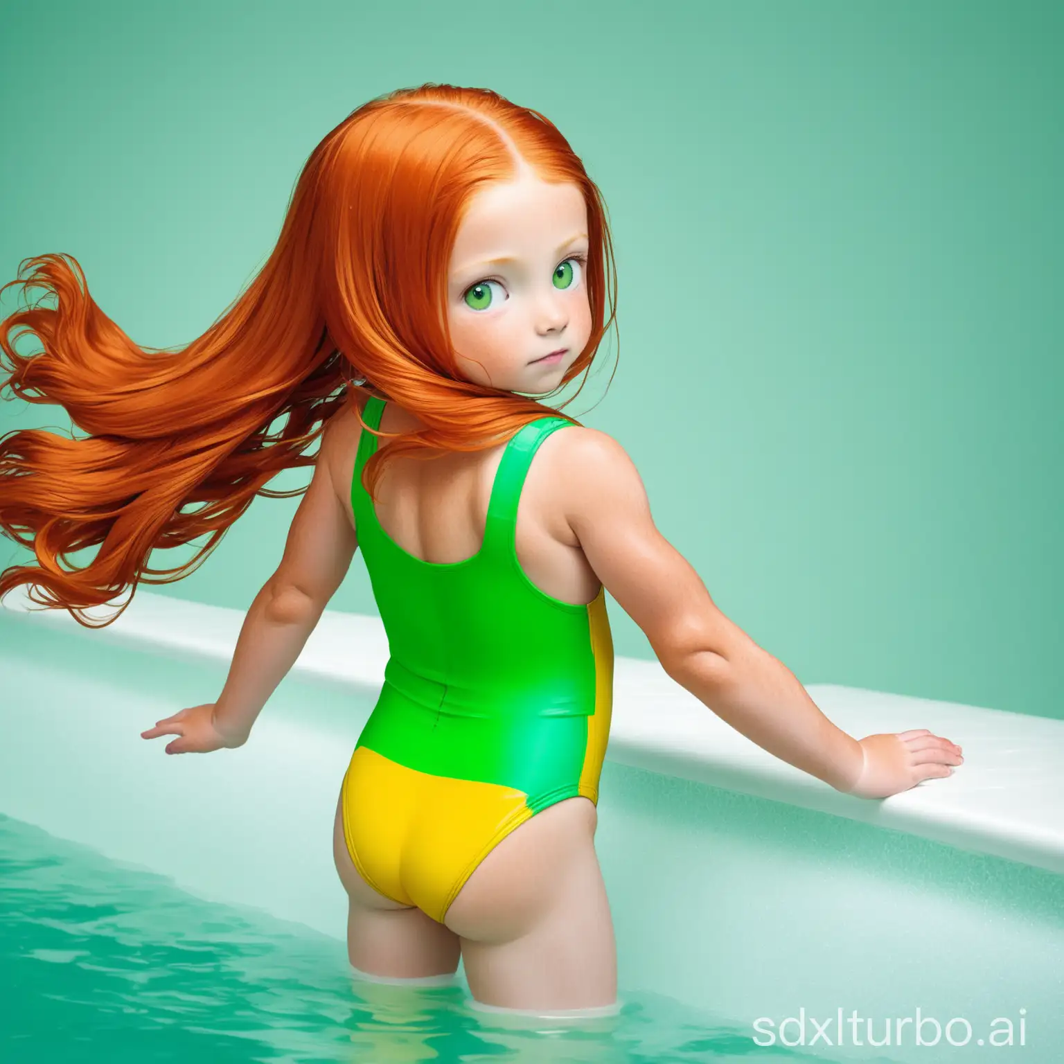 Vibrant-Bathing-Suit-Muscular-8YearOld-Girl-with-Long-Ginger-Hair-and-Green-Eyes