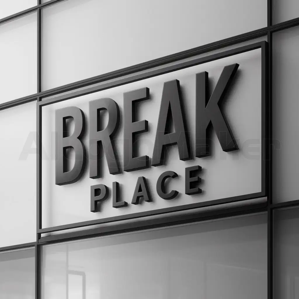 a logo design,with the text "Break Place", main symbol:a title with deep letters,Minimalistic,clear background