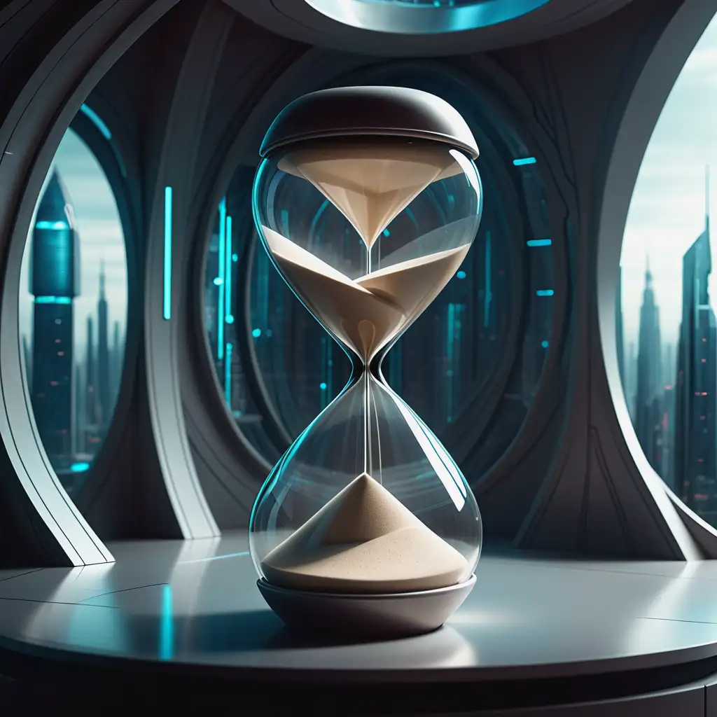 Futuristic Hourglass Times Passage in a Technological World