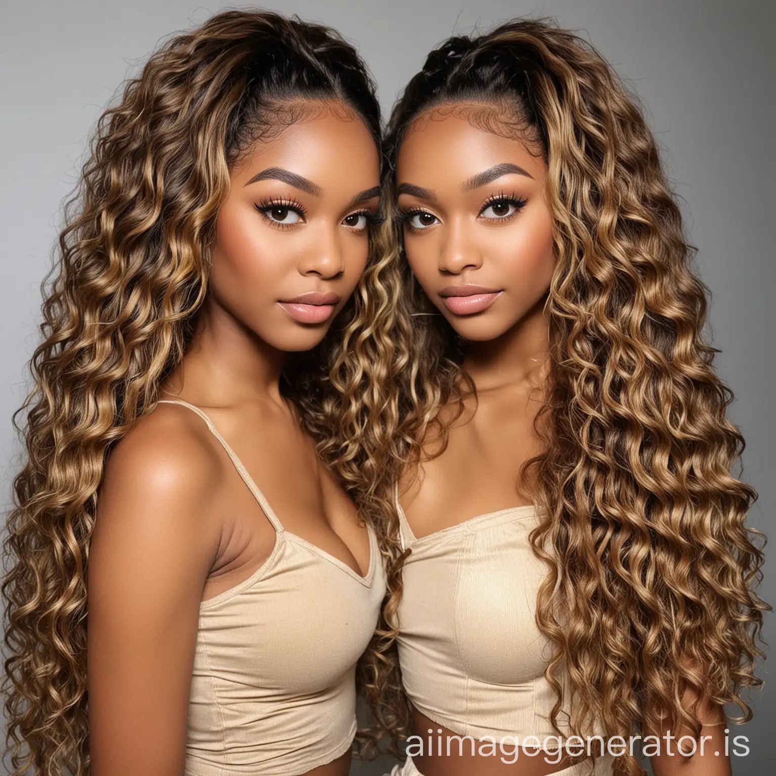 black women models group hair long melted hairline lacefront wigs, babyhairs, highlights, silky long hair, ,curly, blond