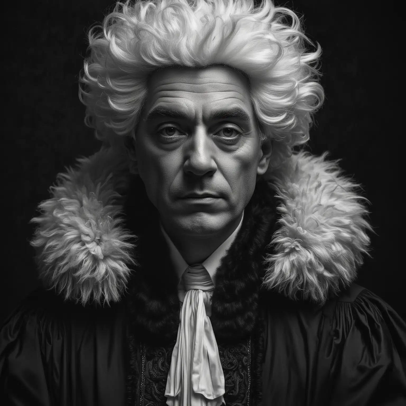 Judicial Judge Portrait in Dramatic Monochrome