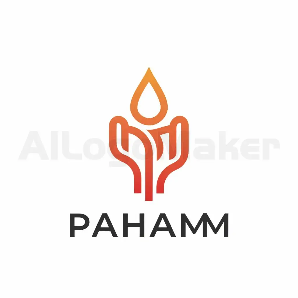 a logo design,with the text "PAHAM", main symbol:hand, a candle,Minimalistic,be used in Education industry,clear background