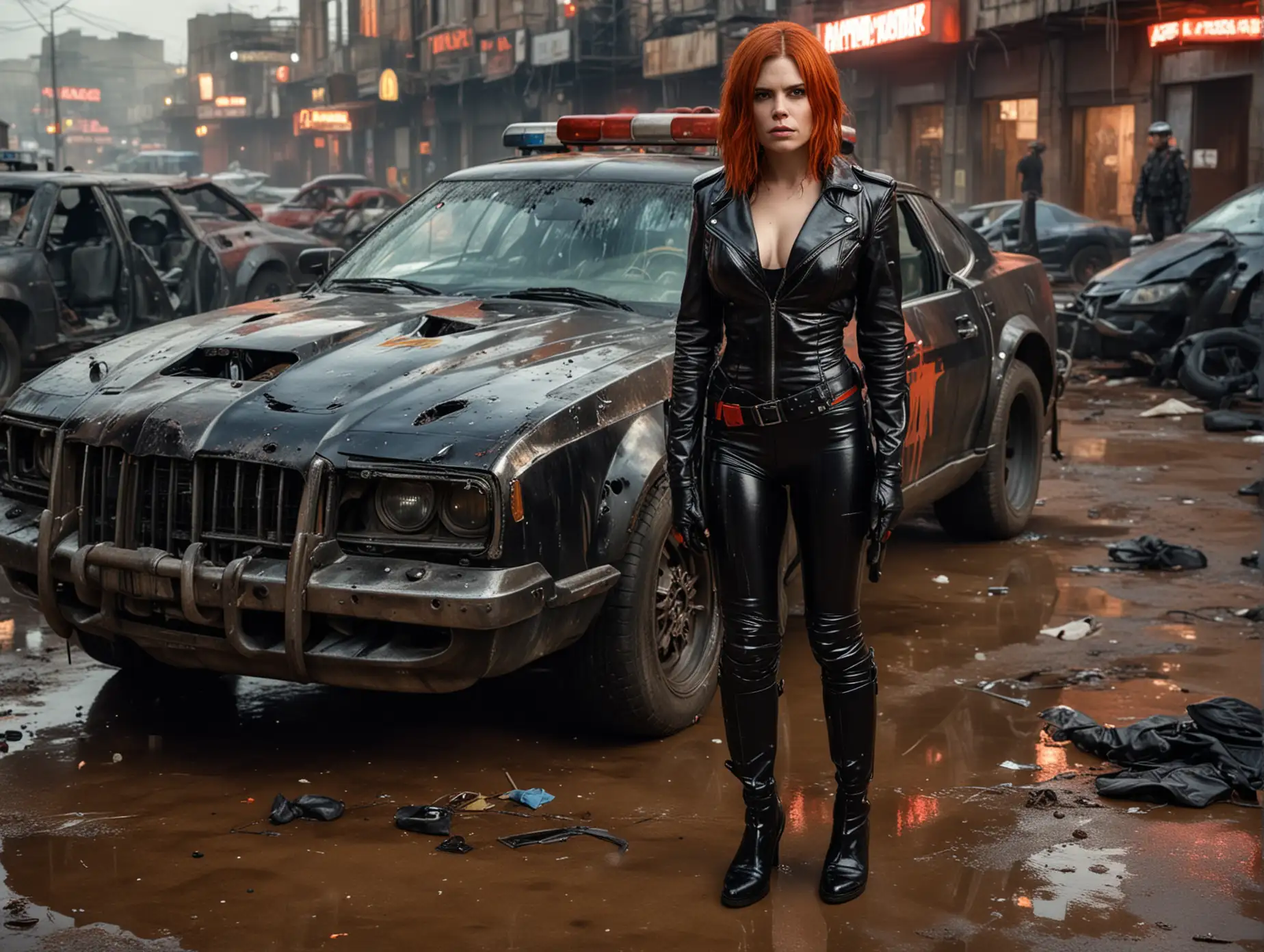 Cyberpunk-Police-Officer-with-Red-Hair-in-Urban-Apocalypse-Scene
