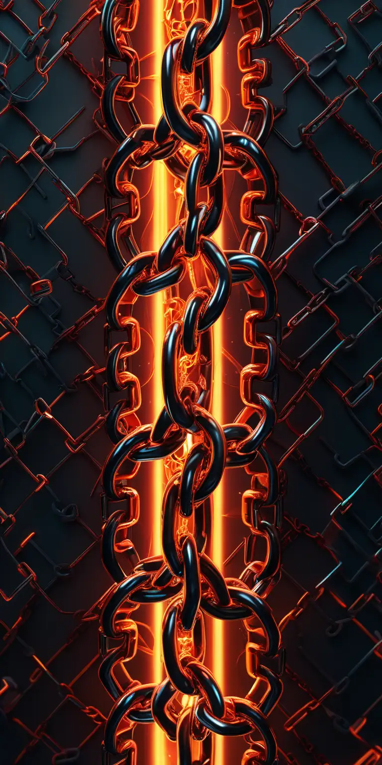 Abstract Wallpaper Inflamed Chains and Glowing Light Particles in Cinematic Shading