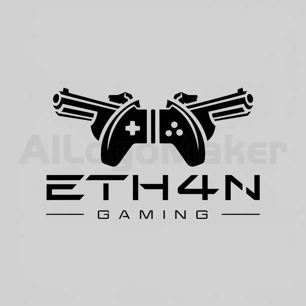 LOGO-Design-for-Eth4n-Gaming-Dynamic-Manette-and-Guns-Emblem-on-a-Sleek-Background