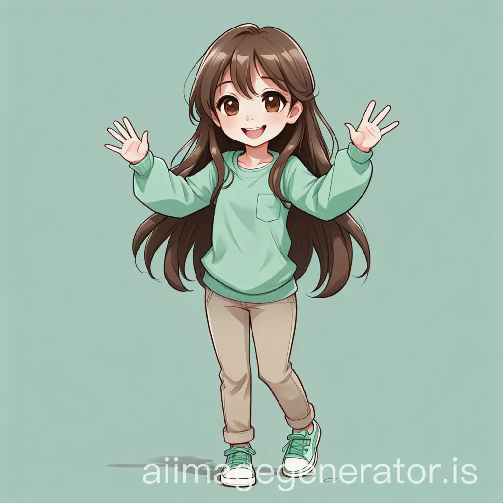 Cheerful-Chibi-Anime-Girl-with-Long-Brown-Hair-in-Seafoam-Green-Outfit