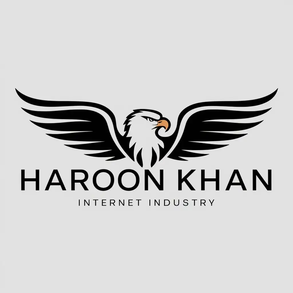 a logo design,with the text "haroon khan", main symbol:eagle,Moderate,be used in Internet industry,clear background