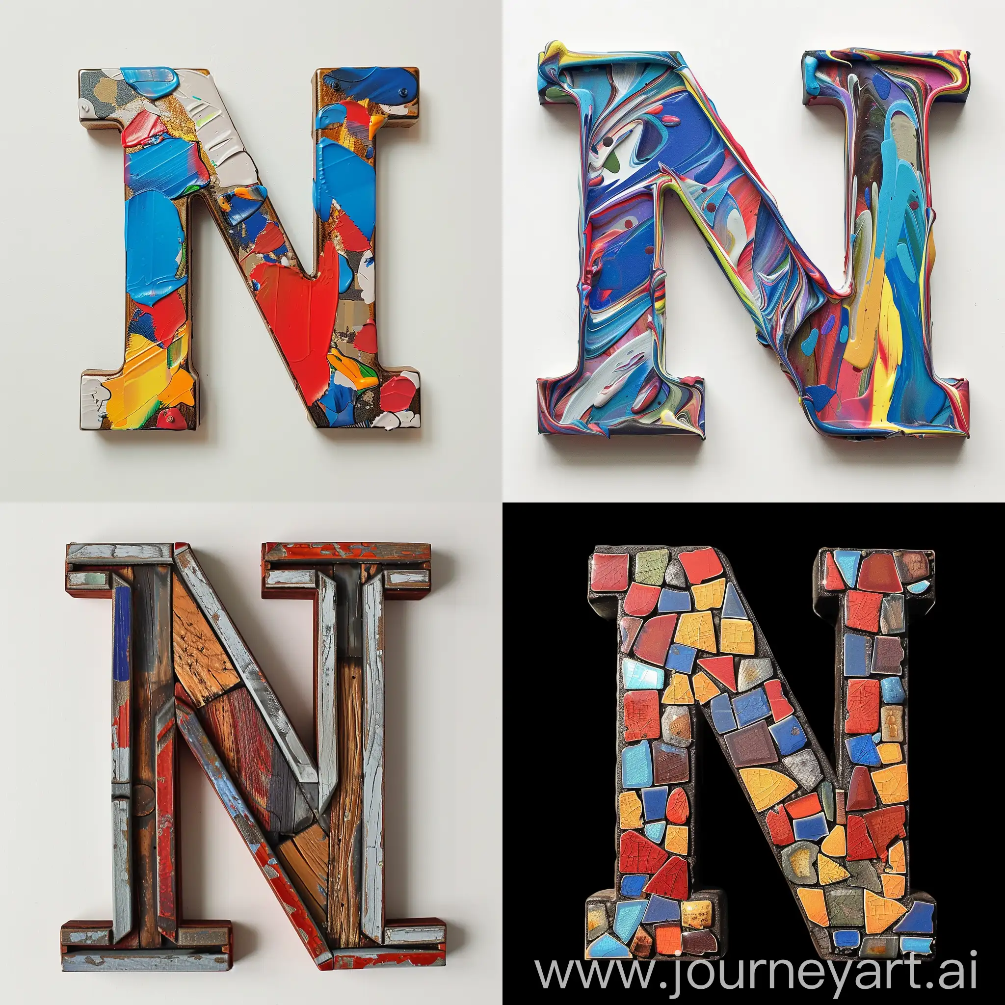 letter N with realistic colors