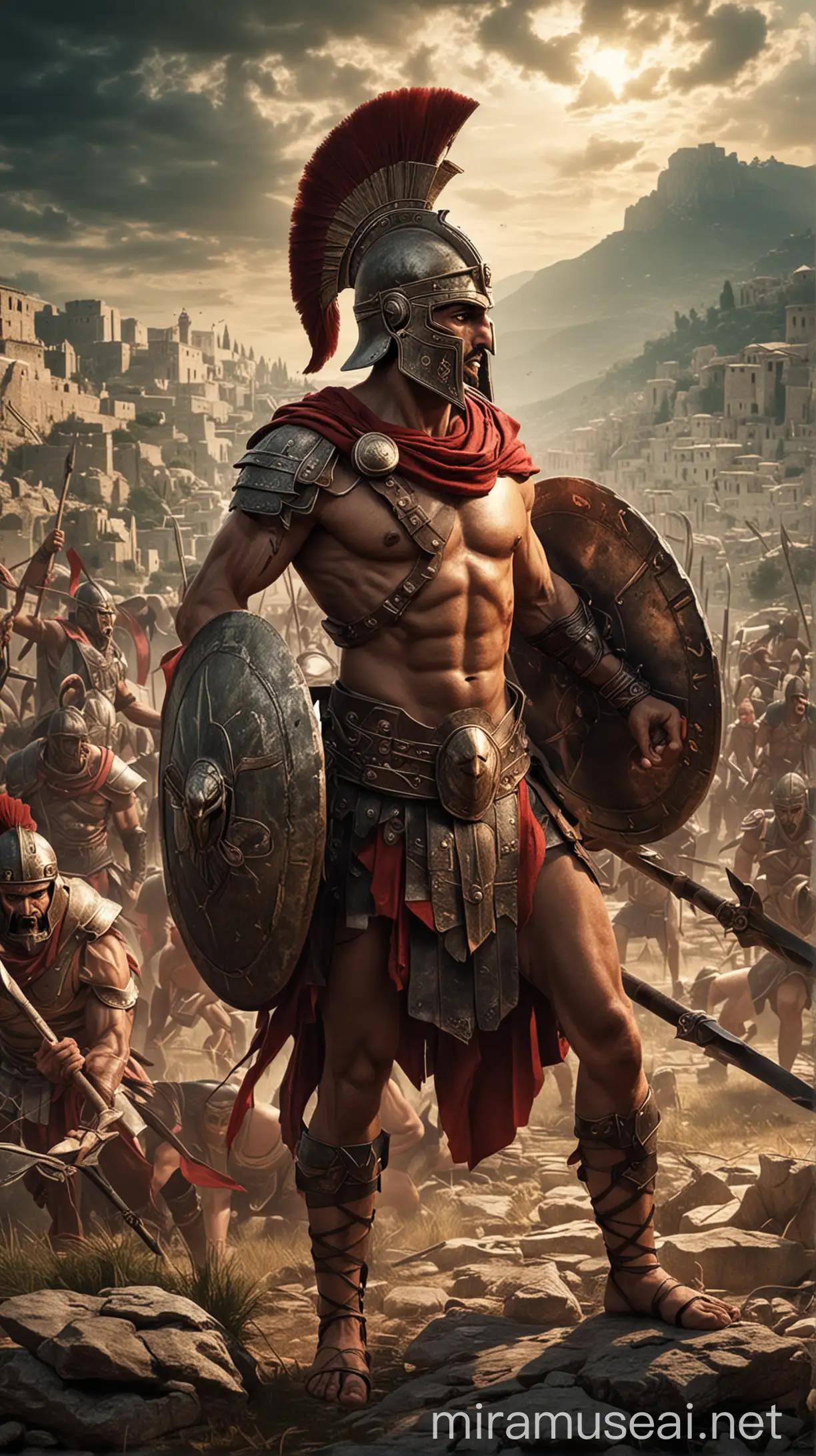 "Let's uncover the tales of the hoplites, the fierce guardians of their cities." hyper realistic