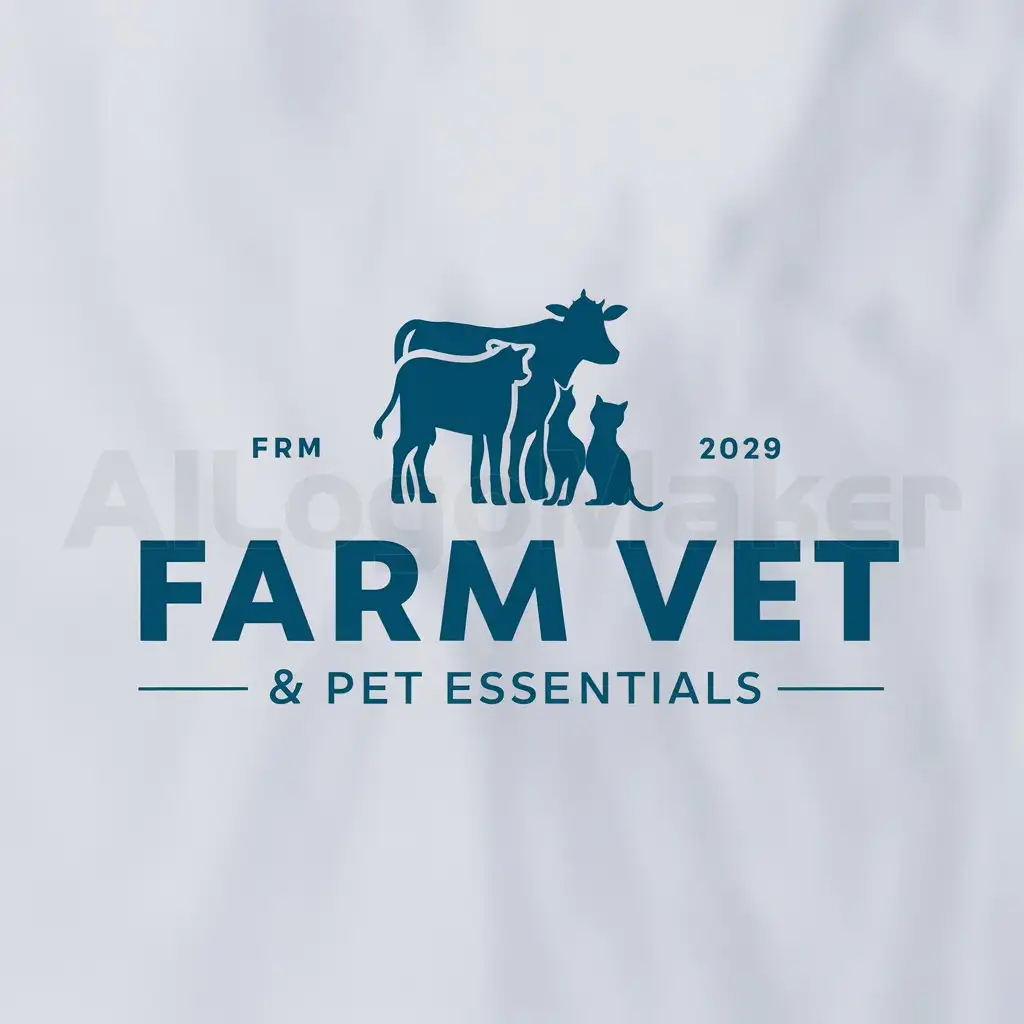 a logo design,with the text "FARM VET & PET ESSENTIALS", main symbol:Animals,Moderate,be used in Veterinary industry,clear background