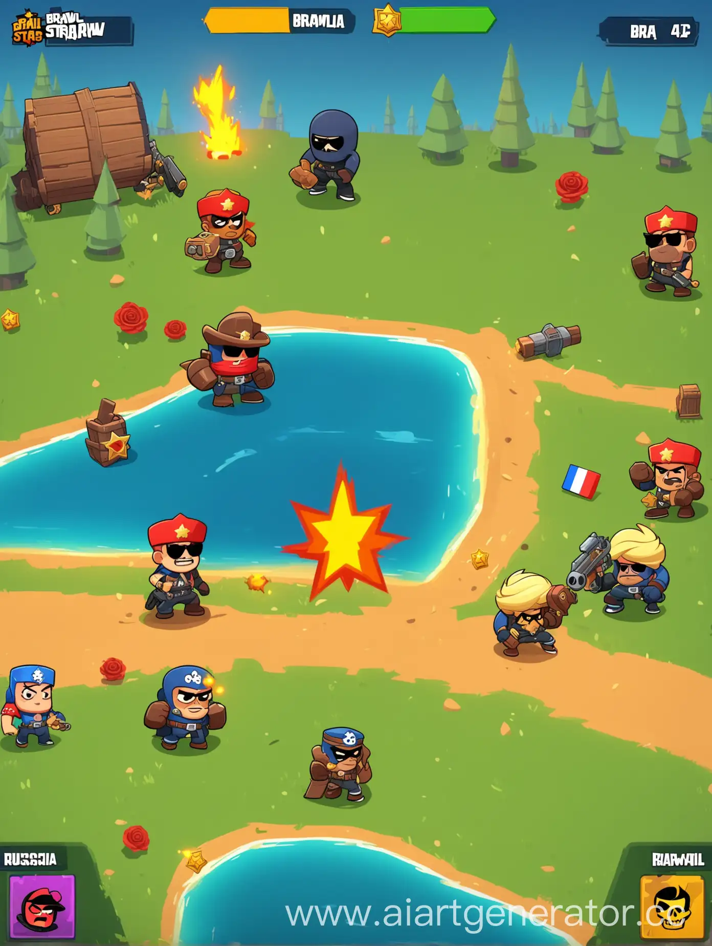 Гейплей игры в стиле brawl stars в стиле россии