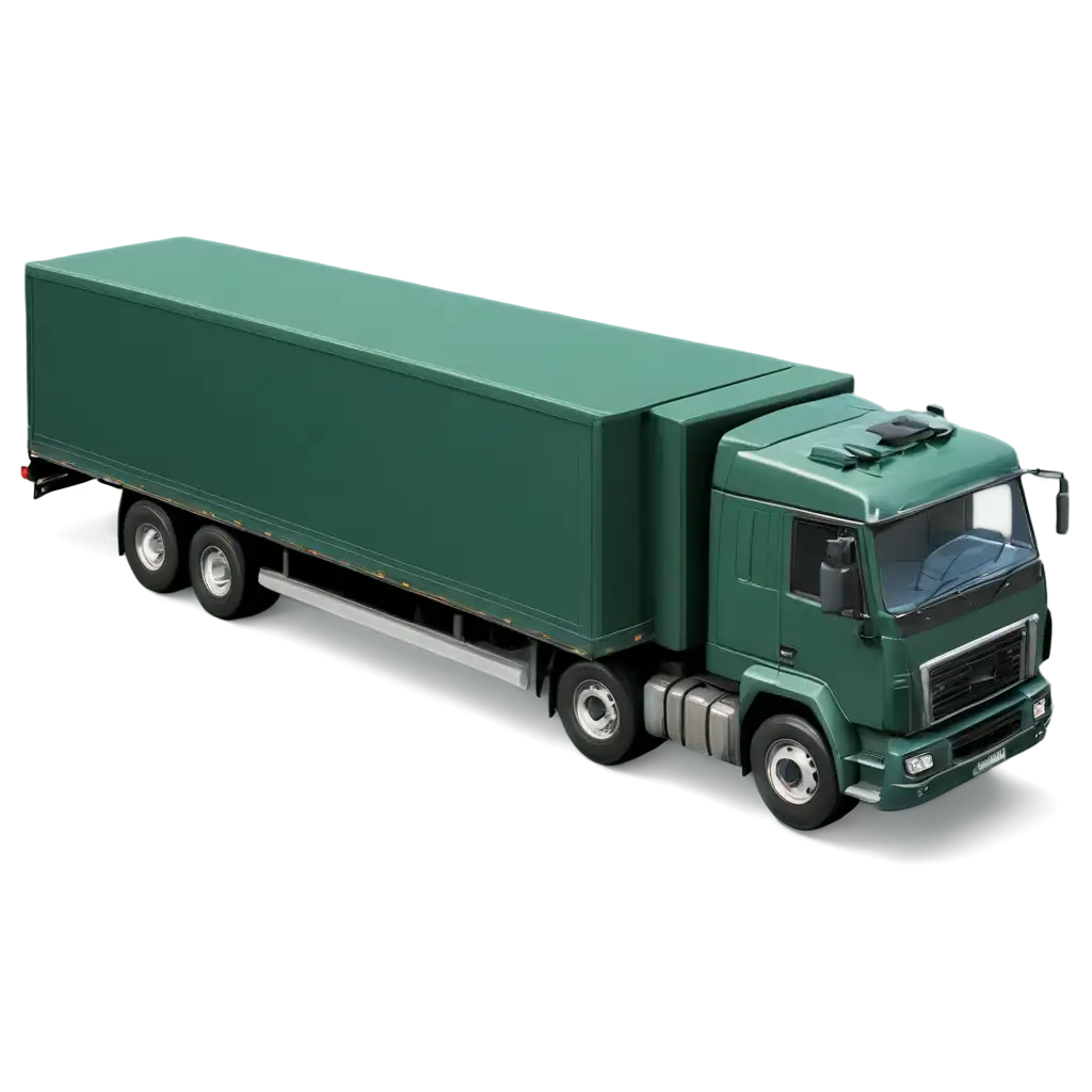 long truck leaving from warehouse, isometric cartoon 3d style