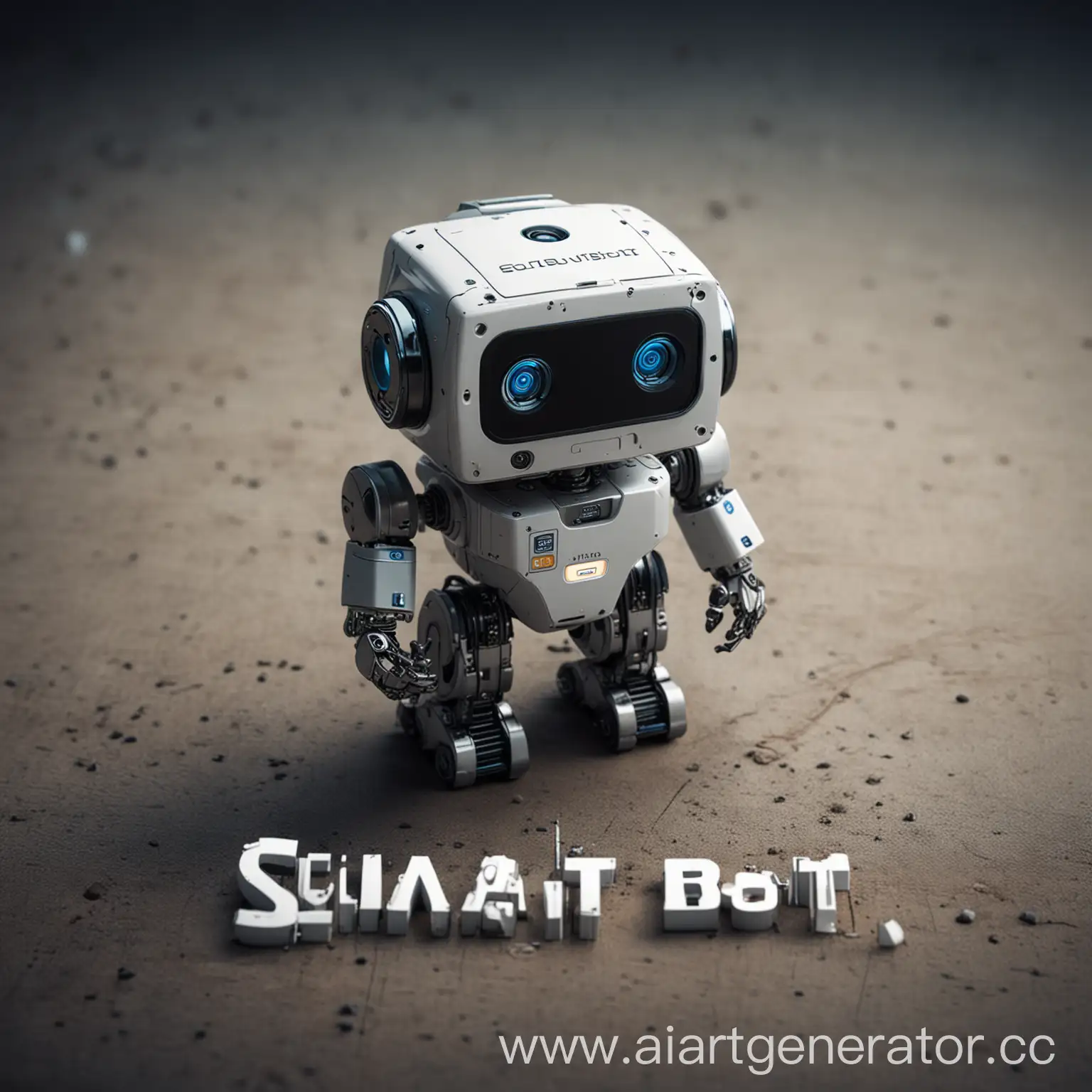 Квадратная картинка умного робота из будущего с надписью Solver Bot