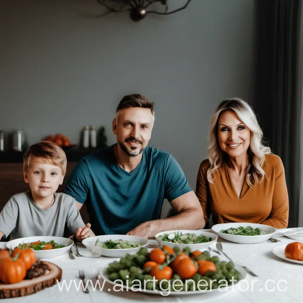 Family-Sitting-Together-at-Dining-Table