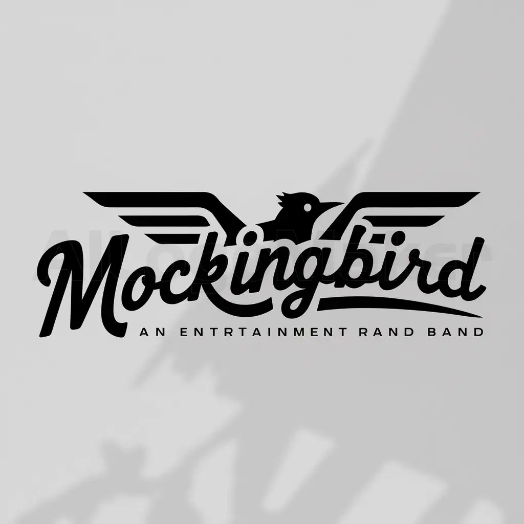a logo design,with the text "Mockingbird
", main symbol:mockingbird logo for rock band

,Moderate,be used in Entertainment industry,clear background