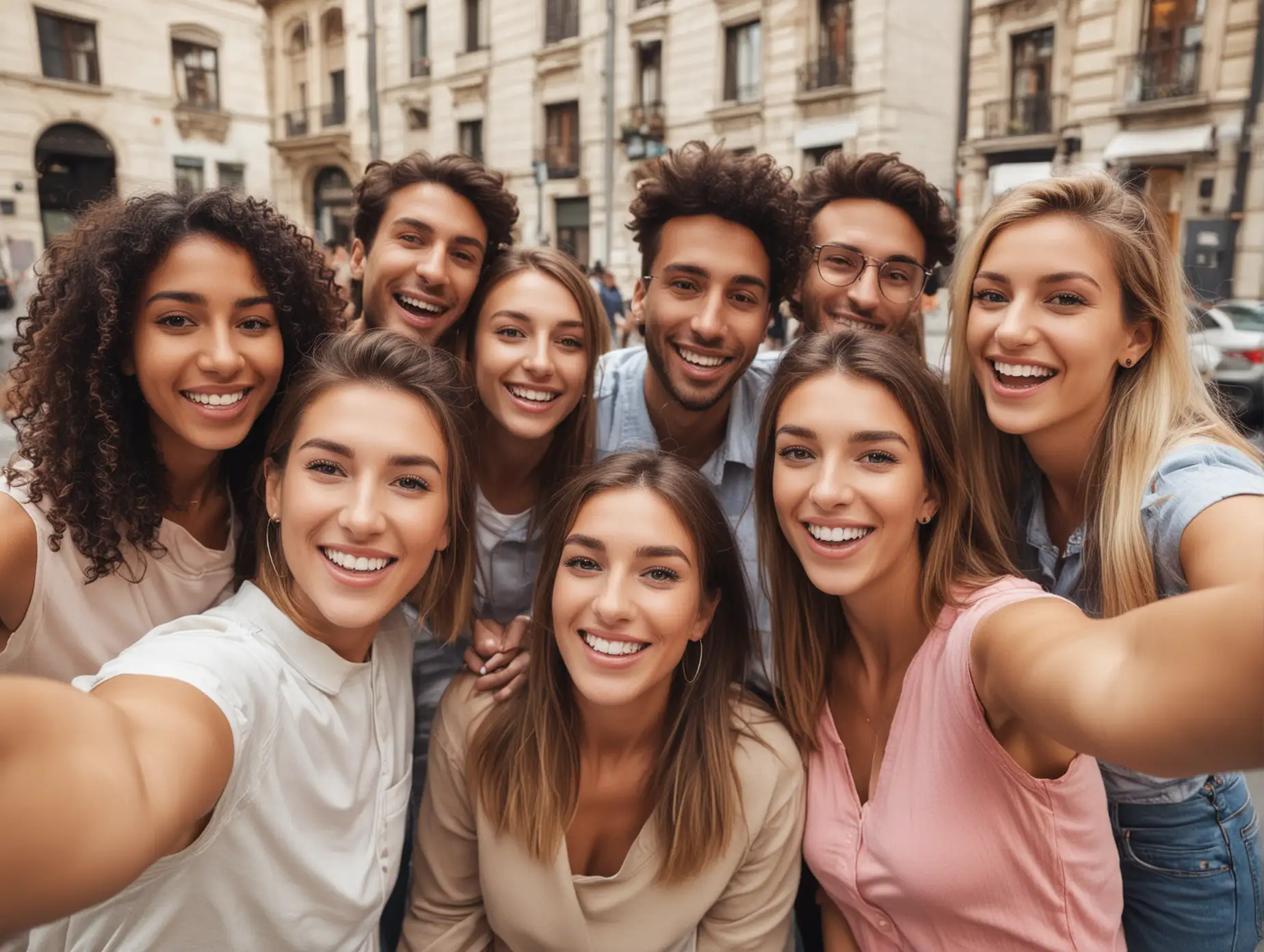 group of friends taking a selfie