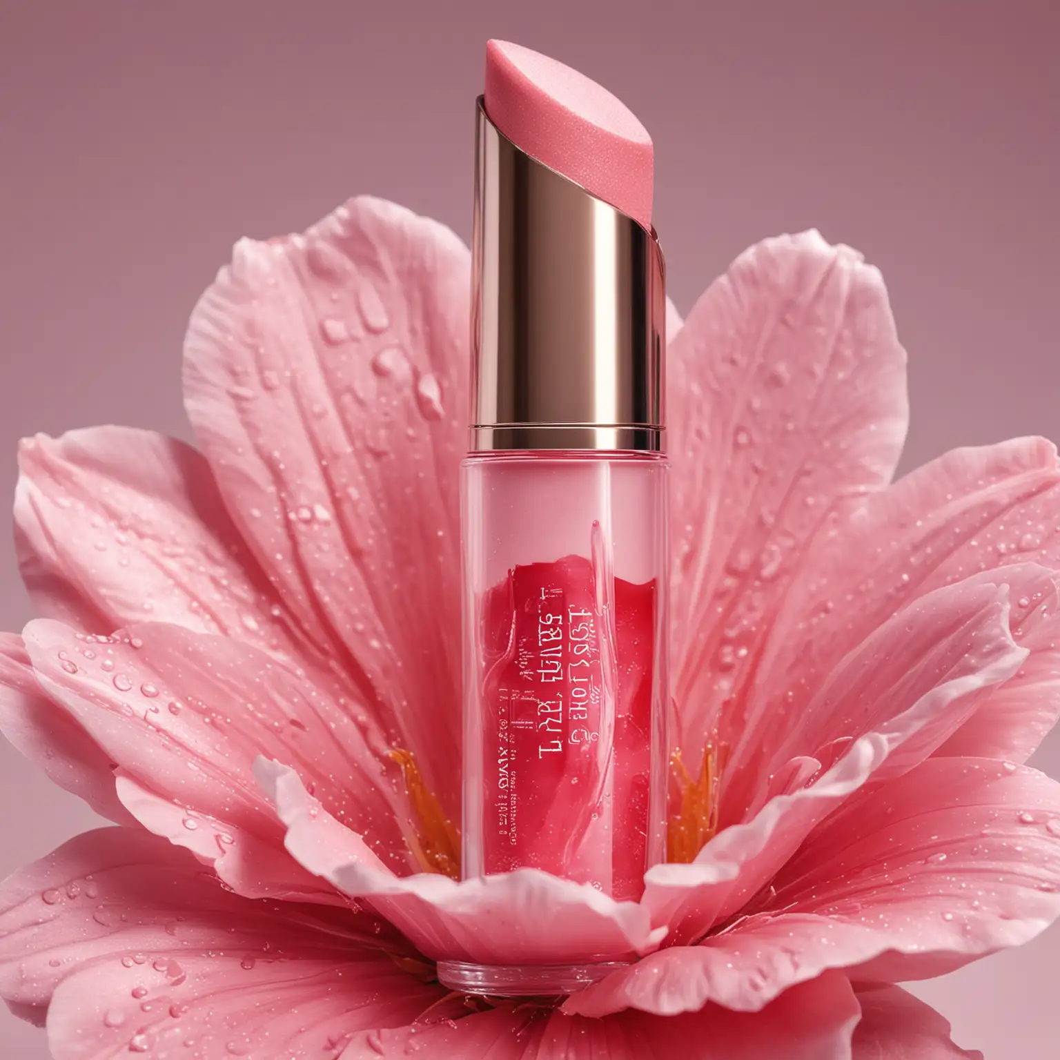 Lipgloss Product Bottle Nestled Within a Vibrant Flower