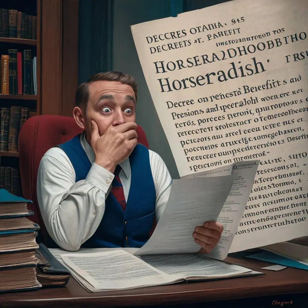 Oleg stumbled at the word "horseradish",
I read it five more times
Decree on pensions and benefits,
I didn't imagine it, alas.