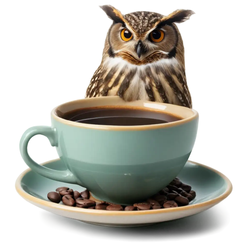 owl on a coffee cup