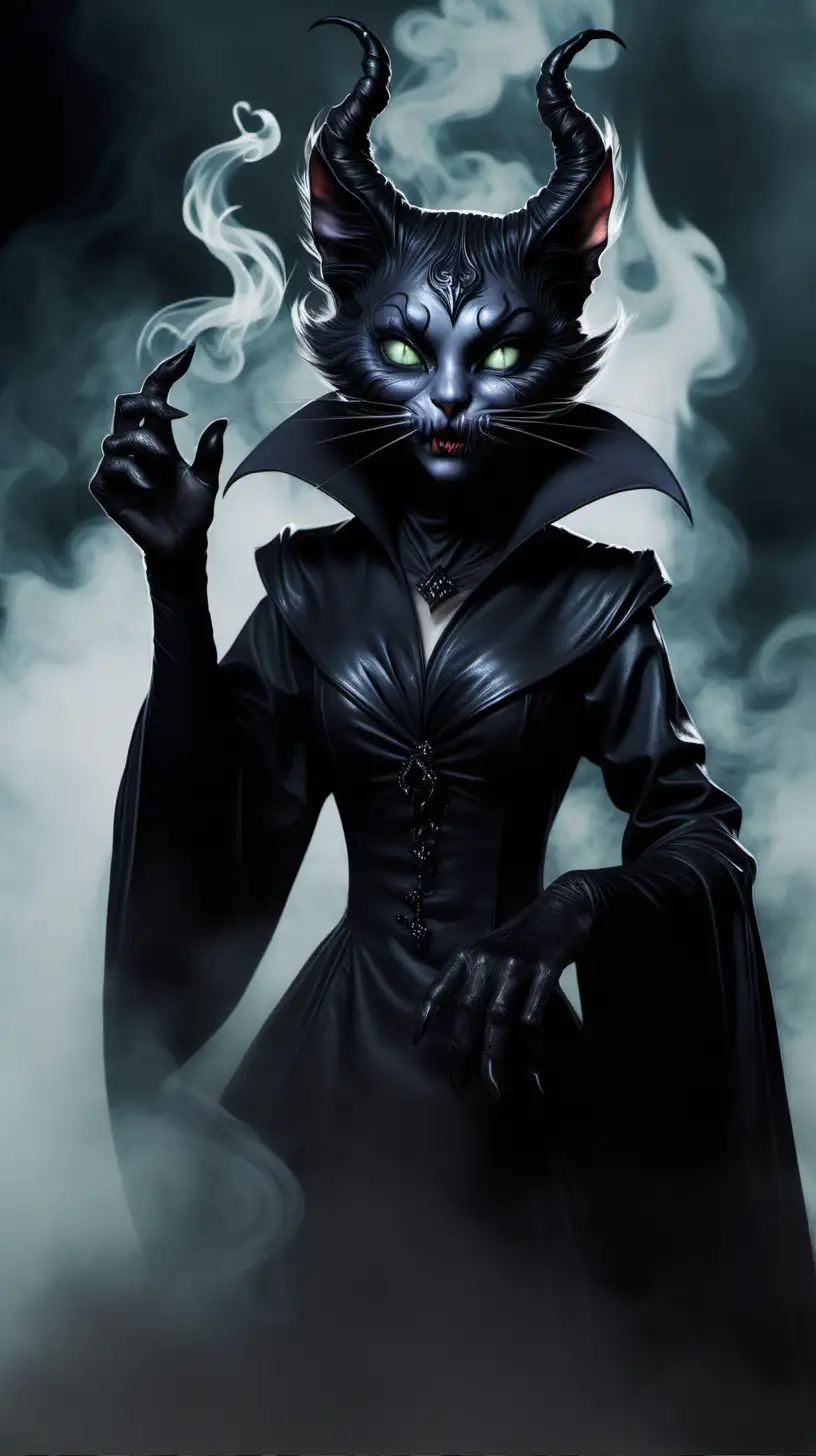 Black smoke maleficient cat, card stock finger