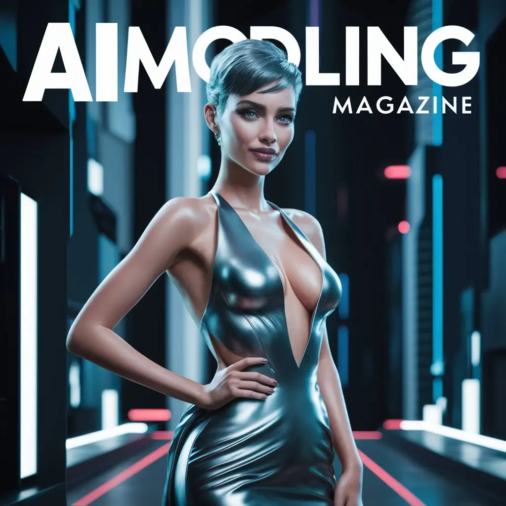 Fashionable AI Model Poses for Magazine Cover