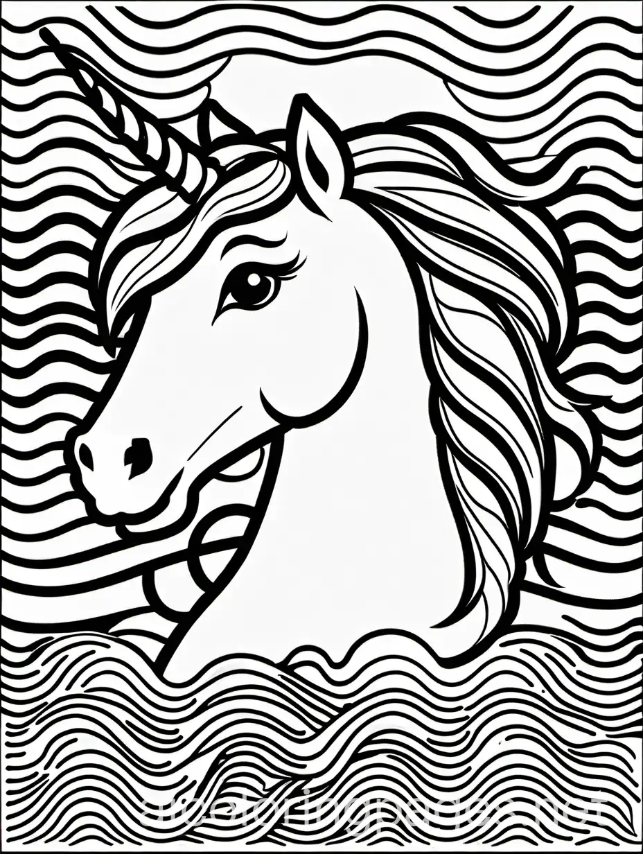 coloring pages for kids, unicorn, simple kids coloring book, less, detail, in the style of Simple drawing, Rounded Lines, No Shading, Coloring Page, black and white, line art, white background, Simplicity, Ample White Space. The background of the coloring page is plain white to make it easy for young children to color within the lines. The outlines of all the subjects are easy to distinguish, making it simple for kids to color without too much difficulty