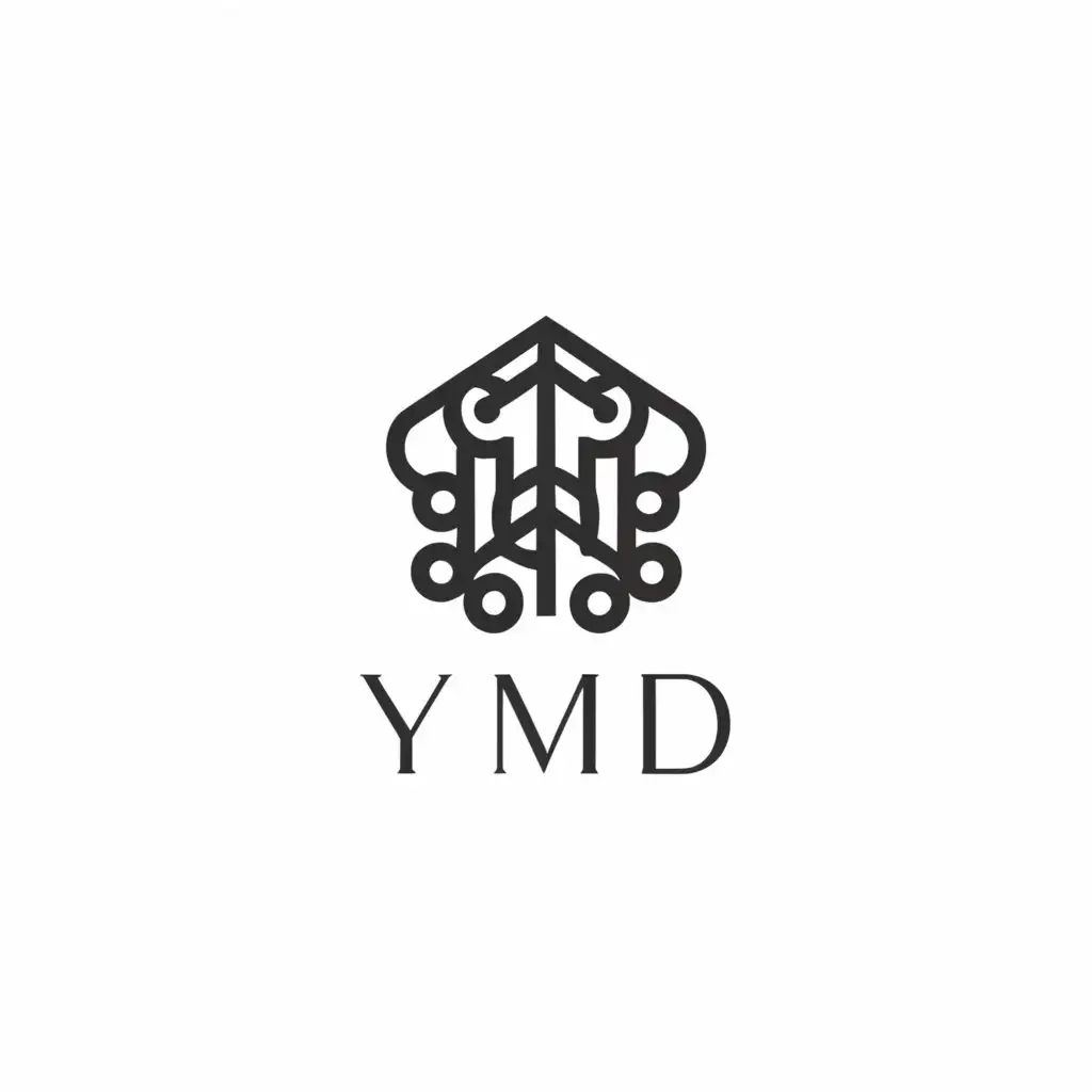 a logo design,with the text "YMD", main symbol:Aceh House,Moderate,clear background