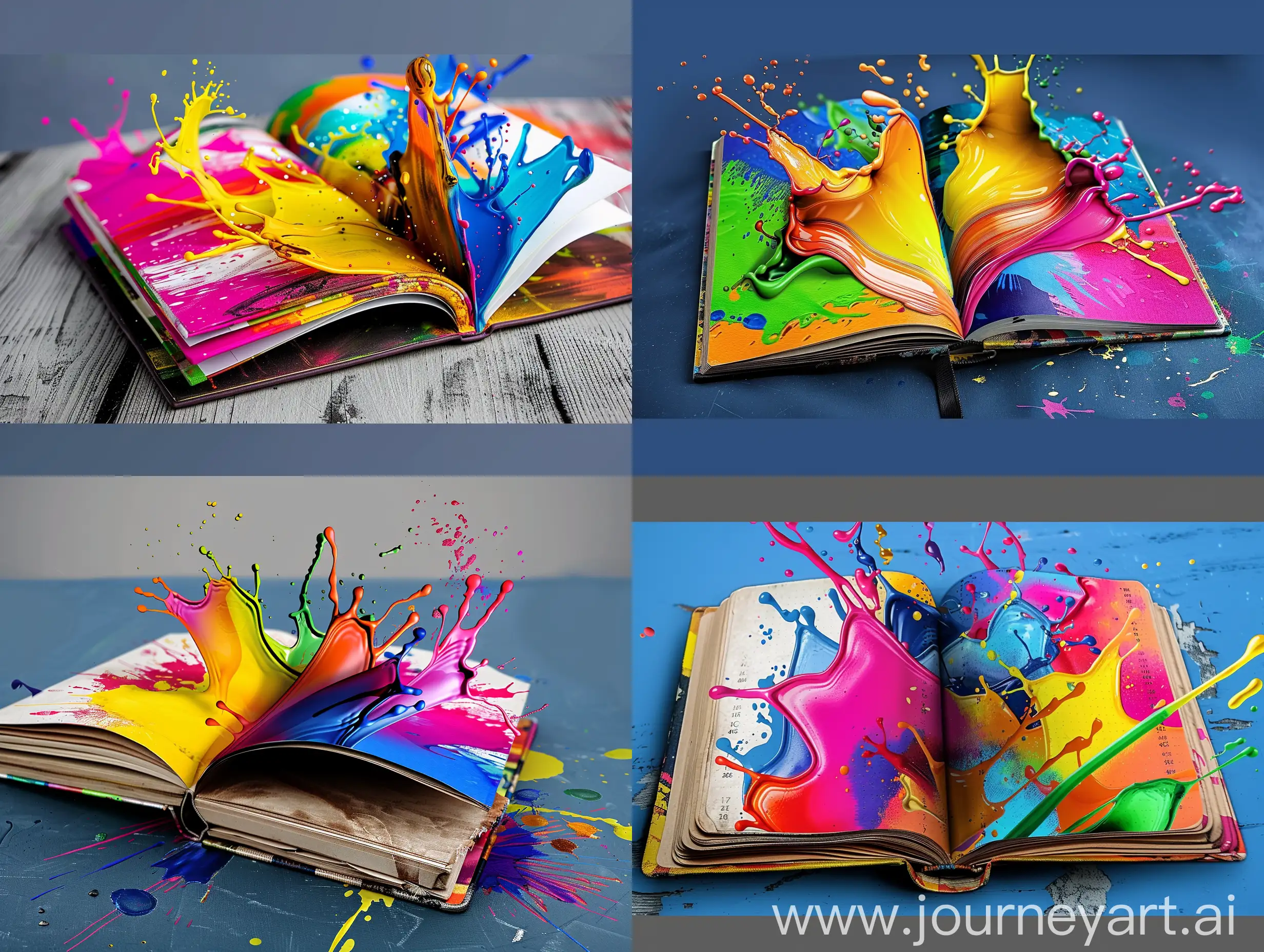 Vibrant-Open-Journal-Pages-with-Colorful-Splashes