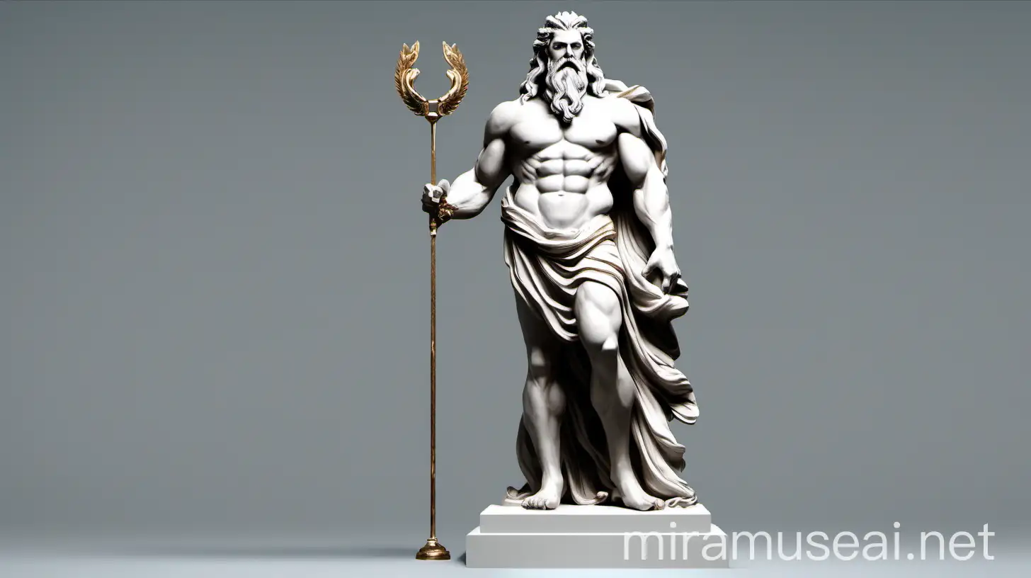 Majestic FullBody Zeus Statue Sculpture in Dramatic Lighting