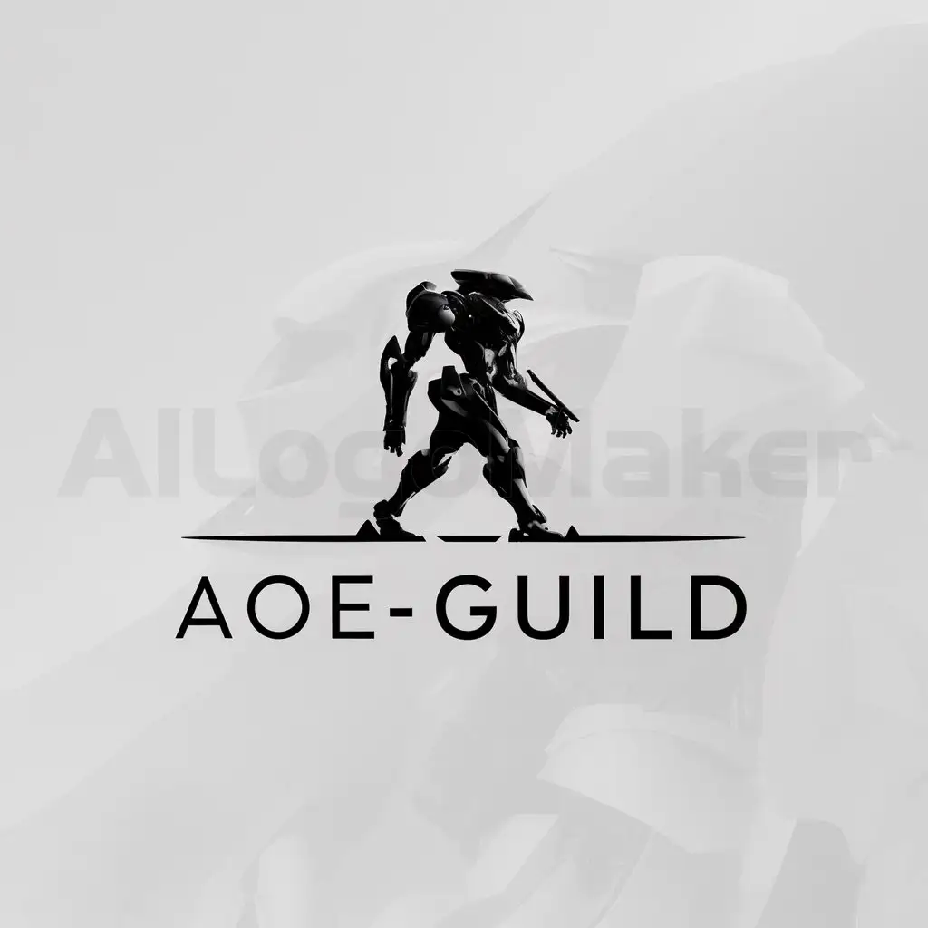 a logo design,with the text "aoe-guild", main symbol:mech,Minimalistic,clear background