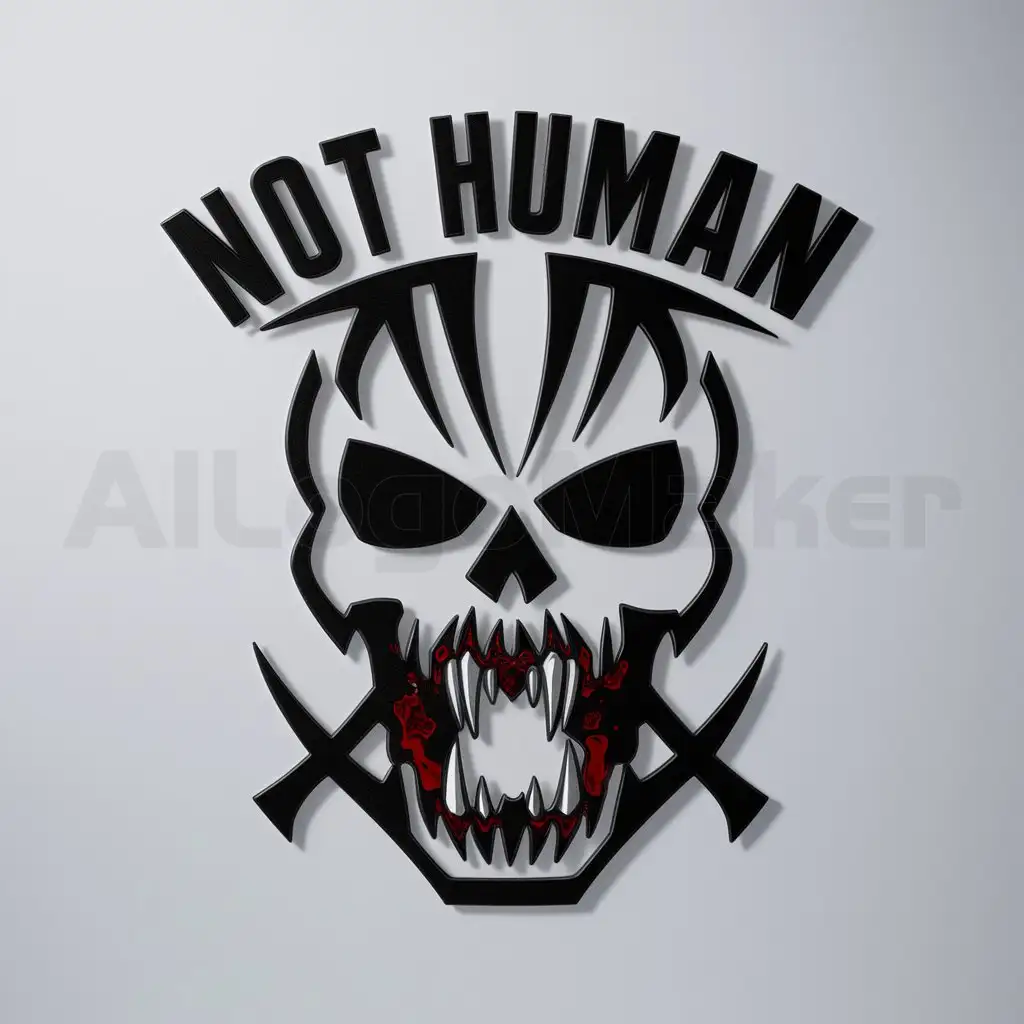 a logo design,with the text "not human", main symbol:dead with blood,complex,clear background