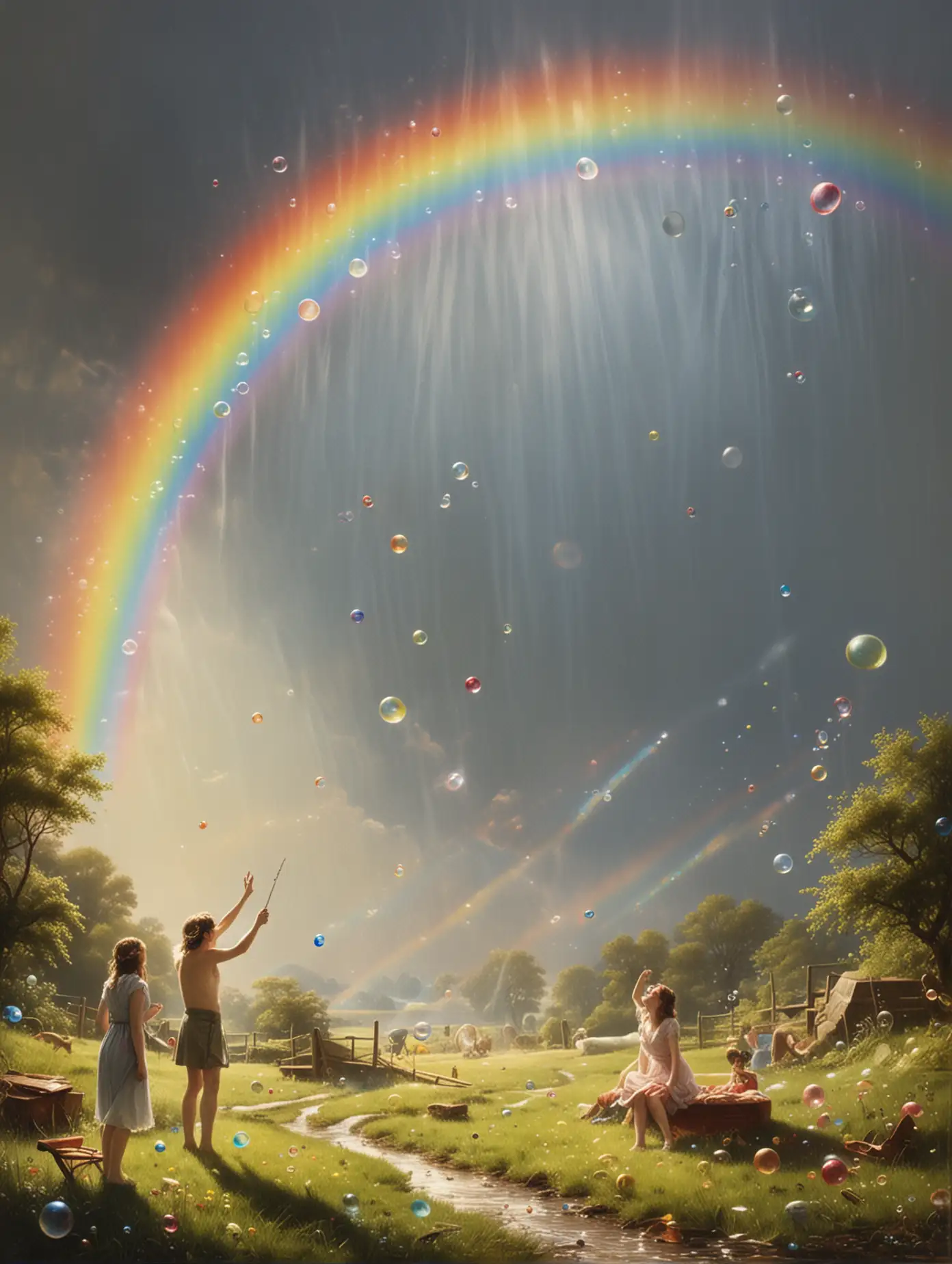 Richard William Hamilton, sunlight, rainbow, bubbles, musical notes