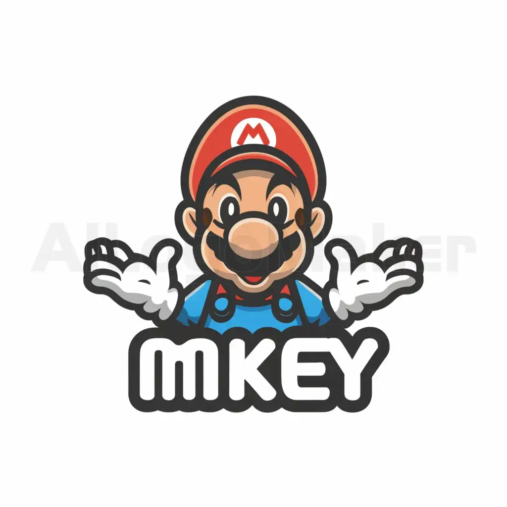 a logo design,with the text "Mkey", main symbol:Mario,Moderate,be used in Entertainment industry,clear background
