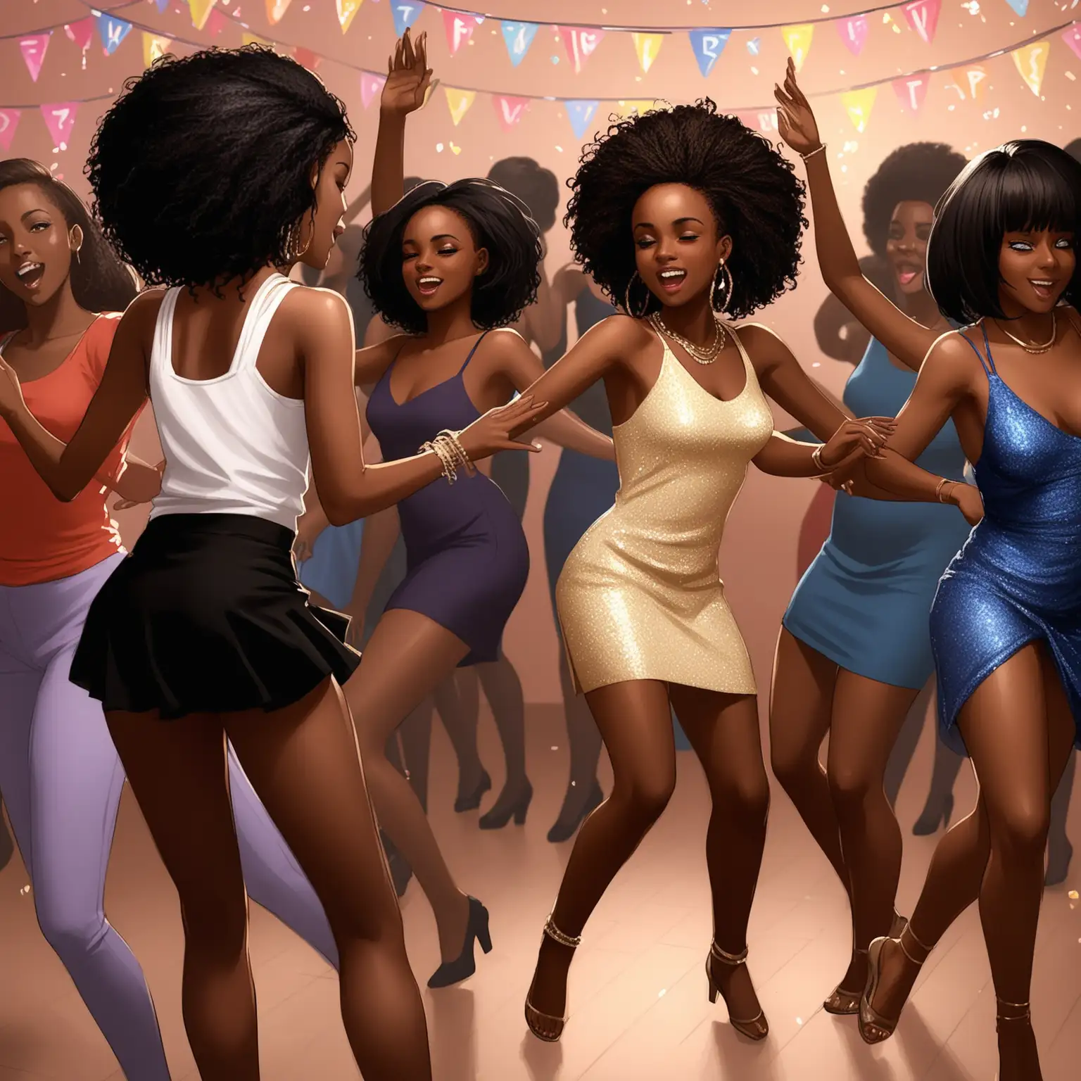 Black Girls Dancing at a Vibrant Party