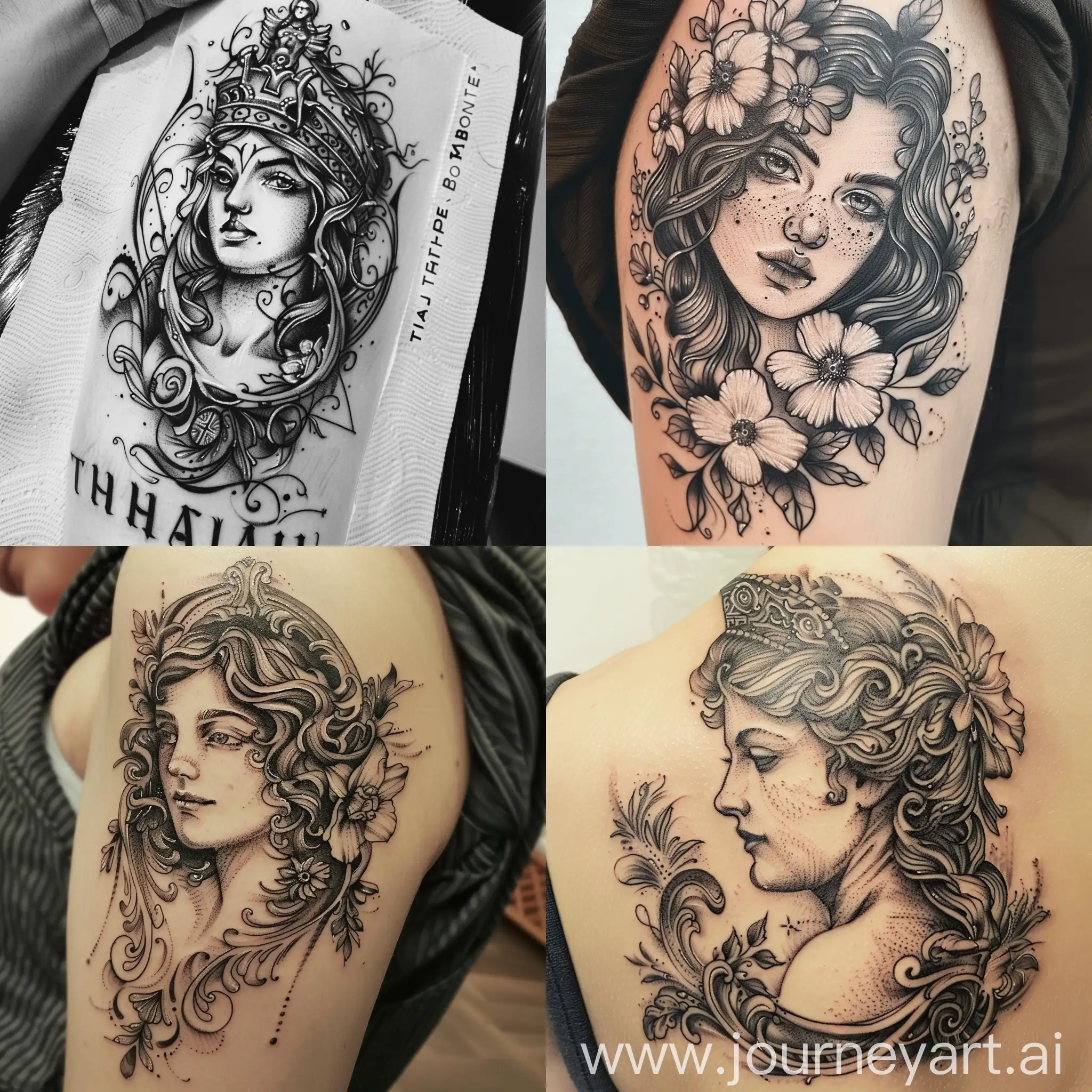 Tattoo design with greek goddess thalia 