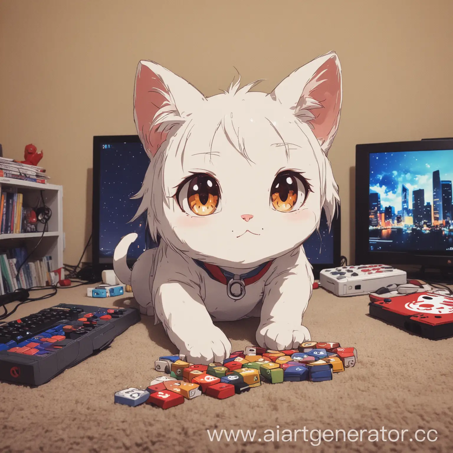 Anime-Kitty-Playing-Games-Adorable-Cat-Engaging-in-Playful-Activities