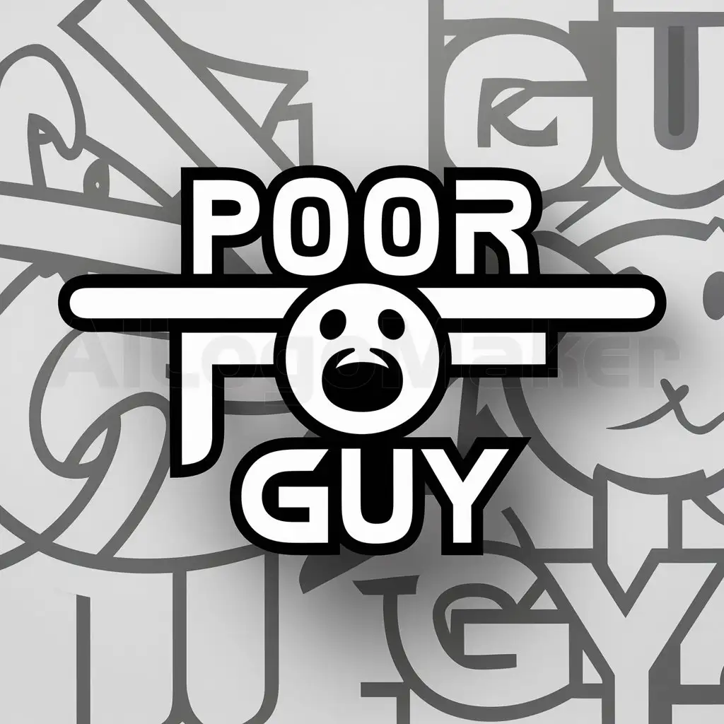 LOGO-Design-For-Poor-Guy-Bold-Text-with-Distinctive-Symbol-on-Clear-Background