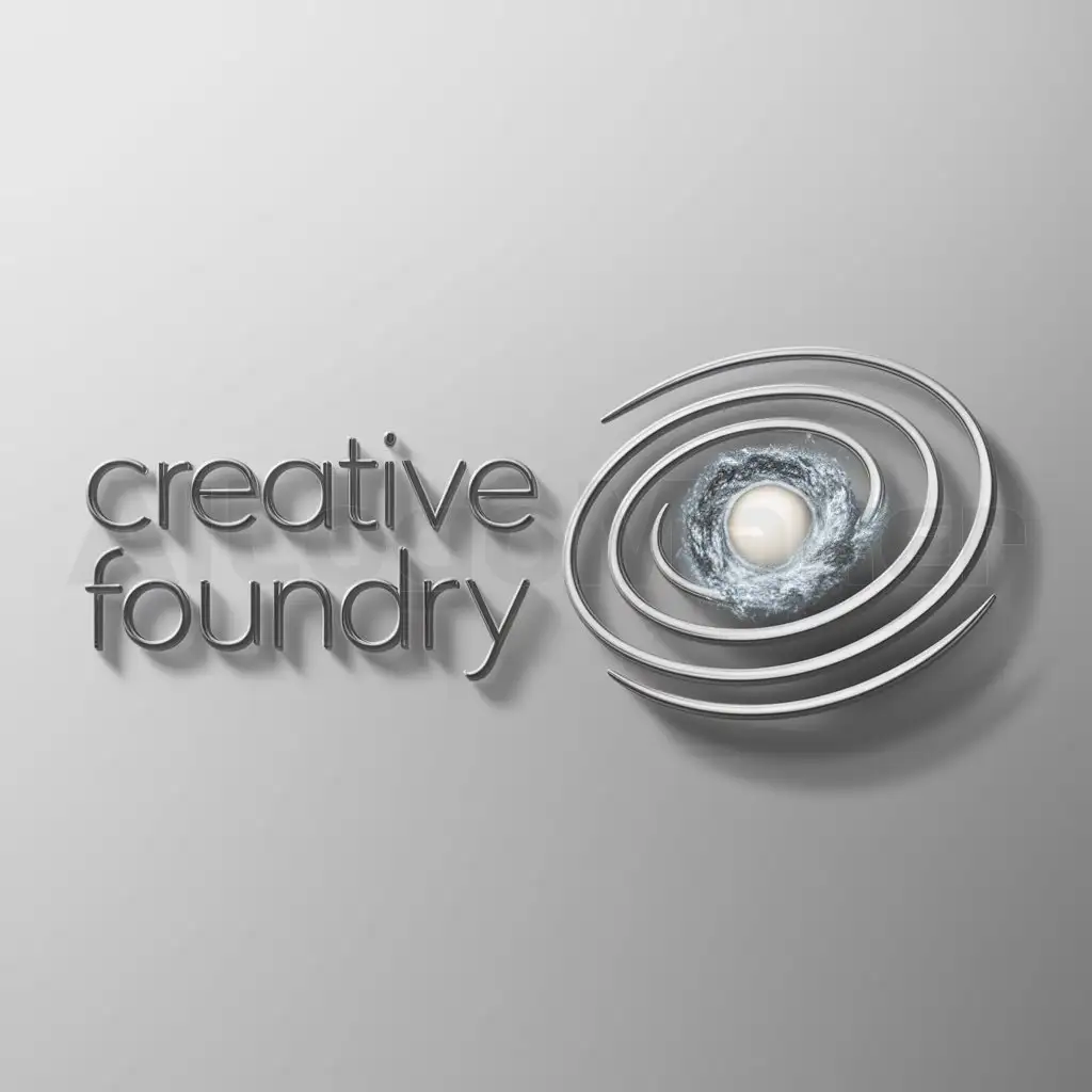 a logo design,with the text "Creative Foundry", main symbol:A 3D Spiral galaxy supernova,Minimalistic,clear background