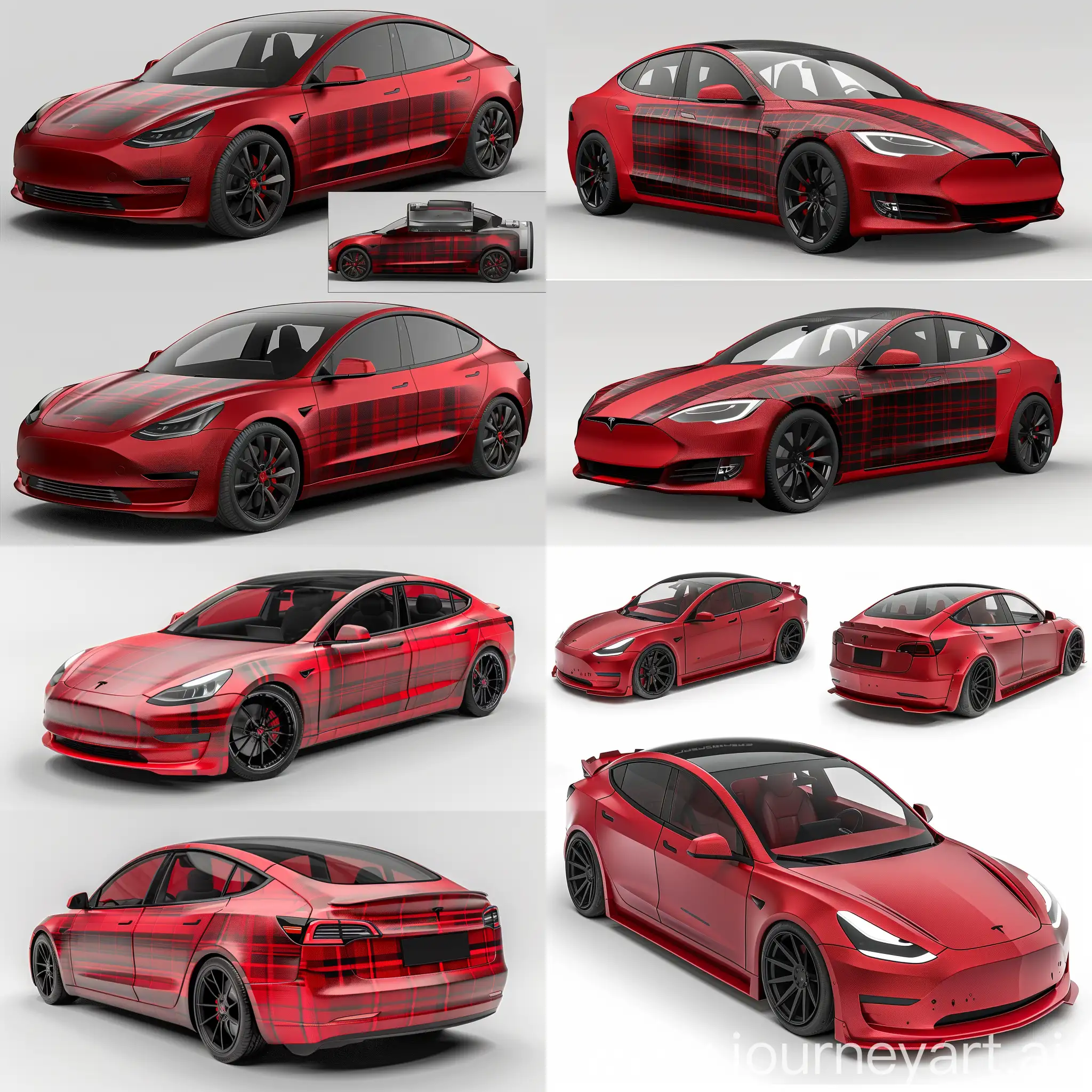 Realistic tesla model plaid s 2018 in mat red