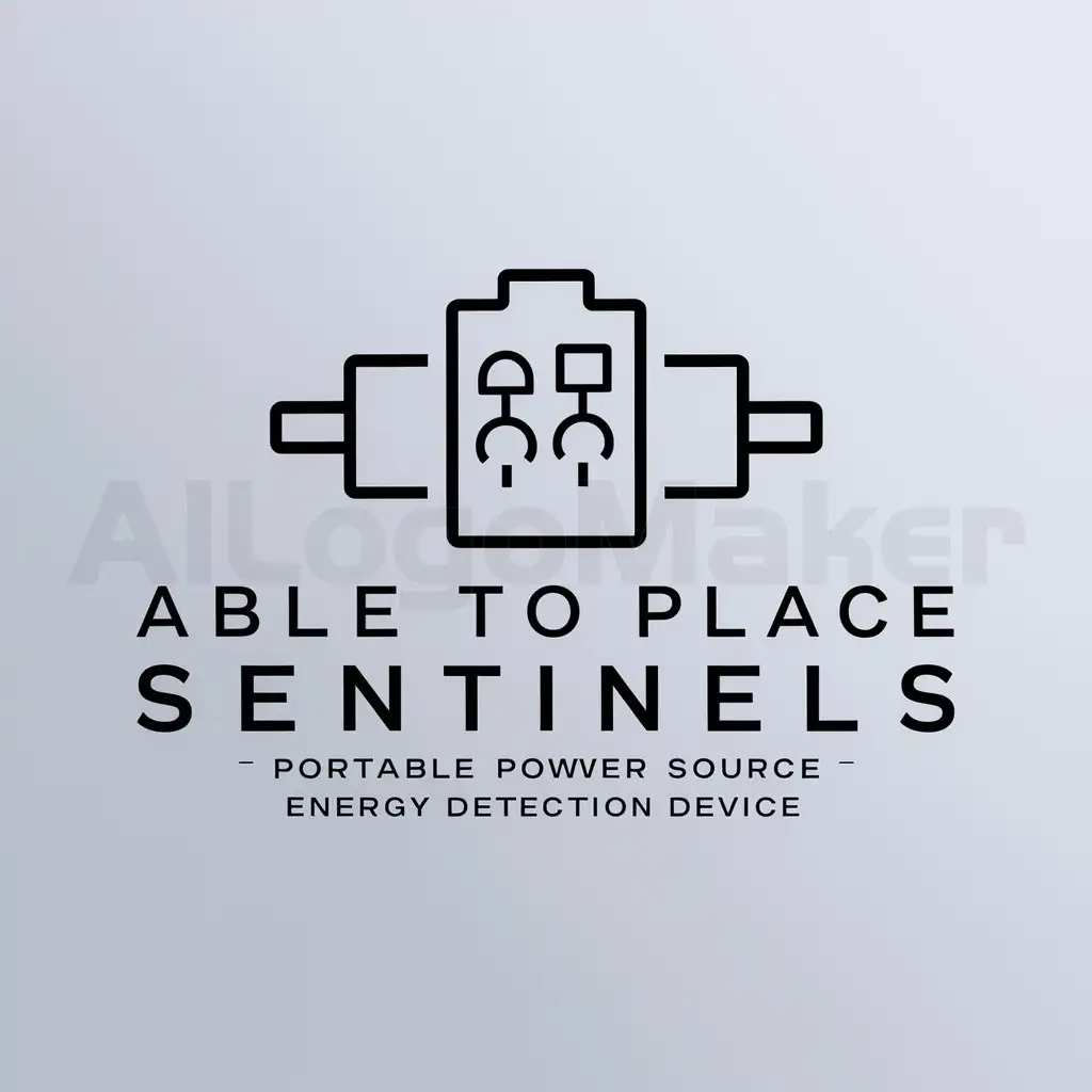 a logo design,with the text "able to place sentinels --- portable power source energy detection device", main symbol:battery detection,Minimalistic,clear background