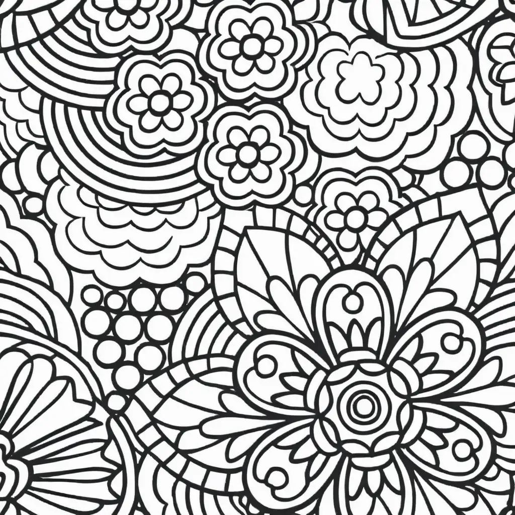 Intricate Doodle Pattern Coloring Page for Relaxation and Creativity