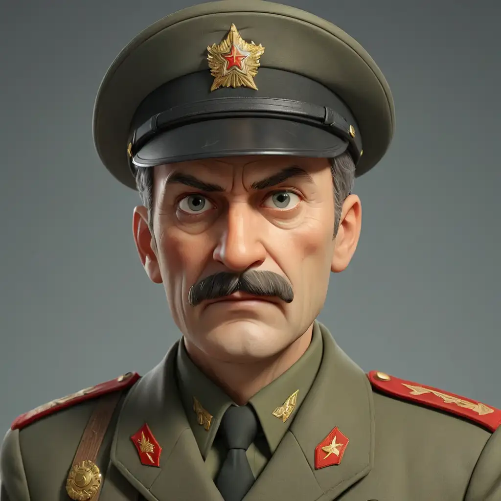 Genrikh Yagoda a Soviet secret police official.  he has a small mustache. he is dressed in a Soviet military uniform. in realism 3d-animation style. 