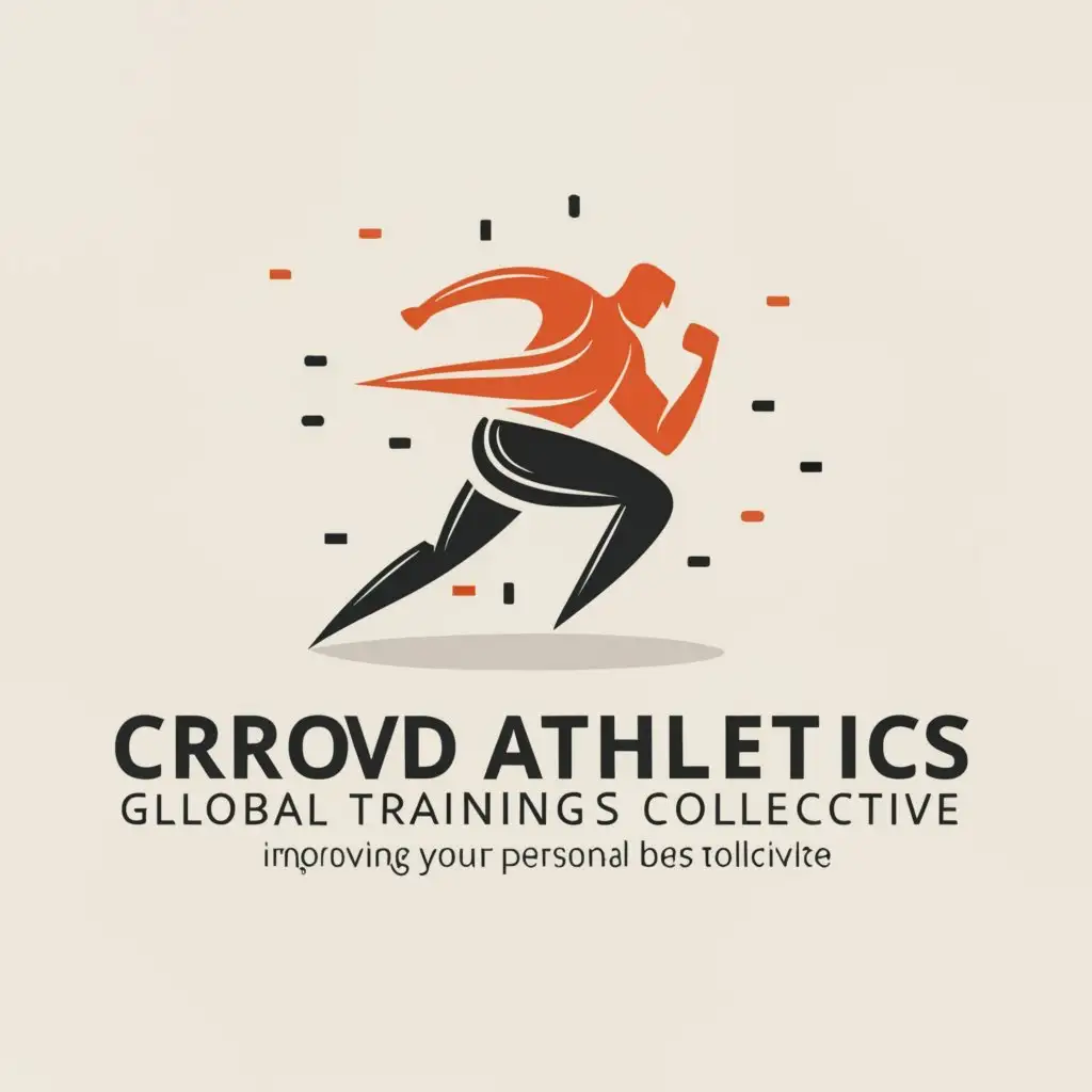 a logo design,with the text "CROWD AThLETICS, global training collective, improving your personal best, unlocking maximum potential, growth, crew, individuals", main symbol:running people,Minimalistic,be used in Sports Fitness industry,clear background
