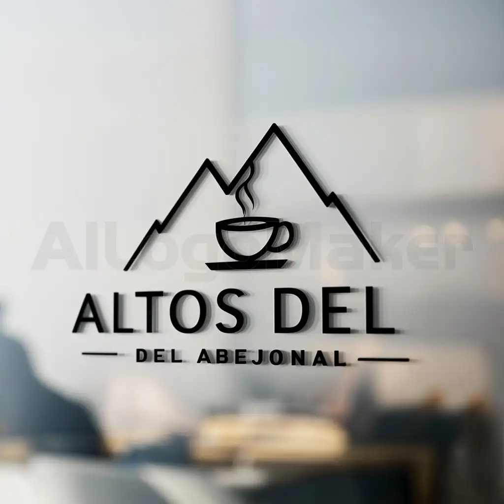 a logo design,with the text "Altos del Abejonal", main symbol:a mountain with a cup of coffee seeing it from above,Moderate,be used in cafeteria industry,clear background