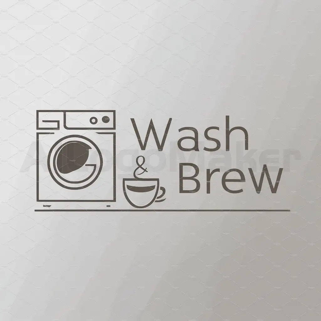 a logo design,with the text "Wash & Brew", main symbol:Washing machine and Cup of coffee,Minimalistic,be used in Others industry,clear background